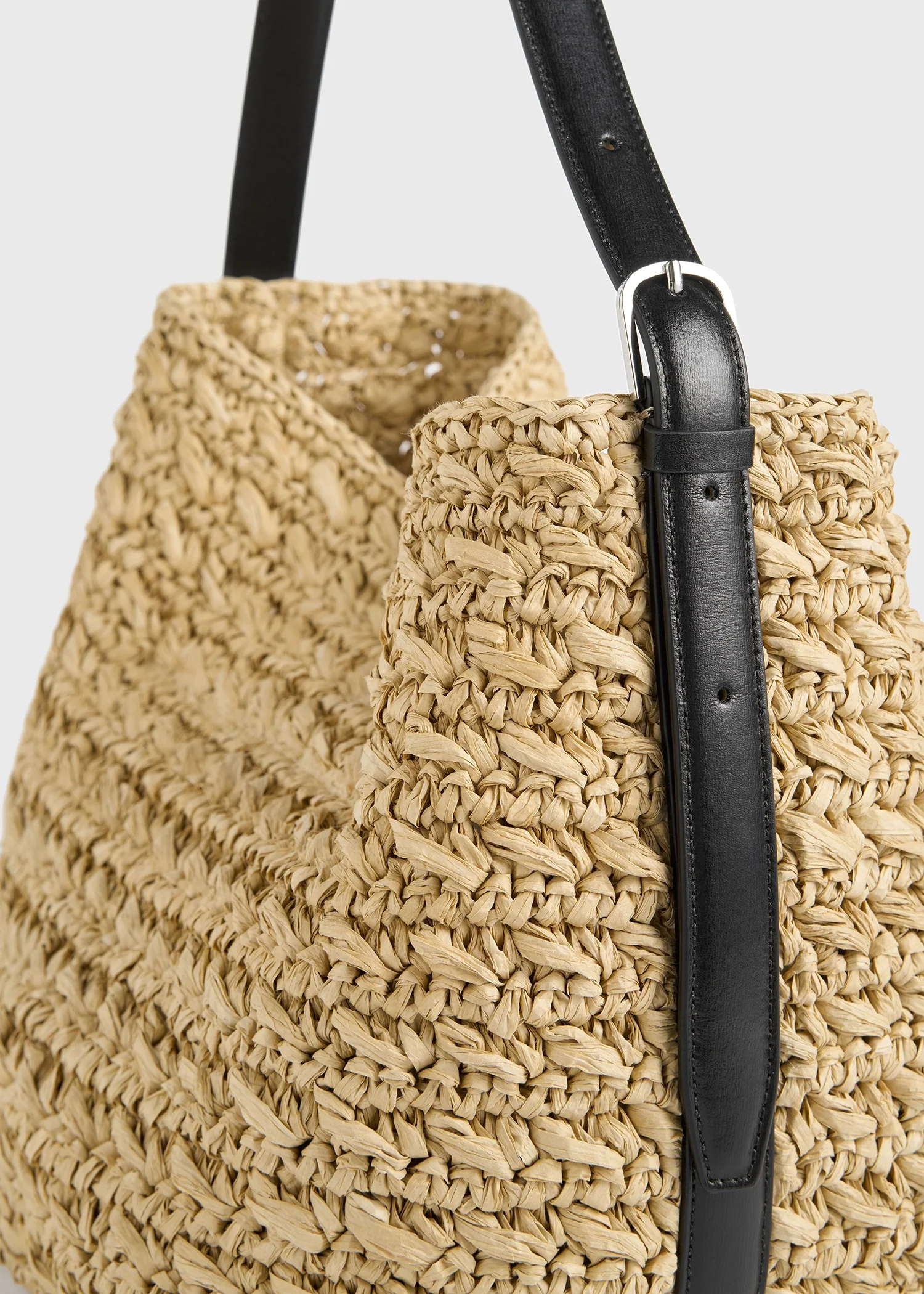 Medium belted paper raffia tote natural - Image 4