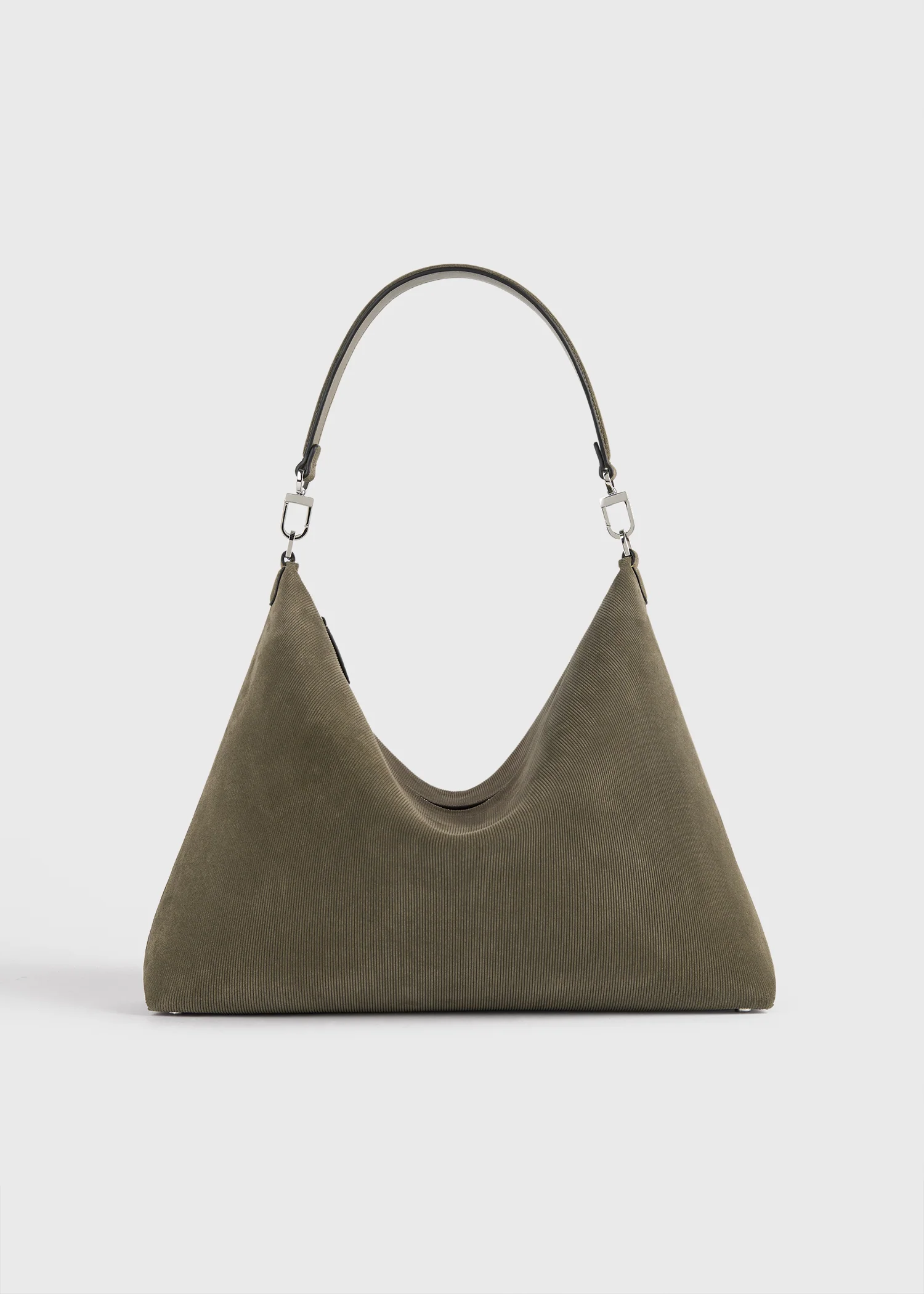 Medium Bevel cord-suede bag dark taupe - Image 8