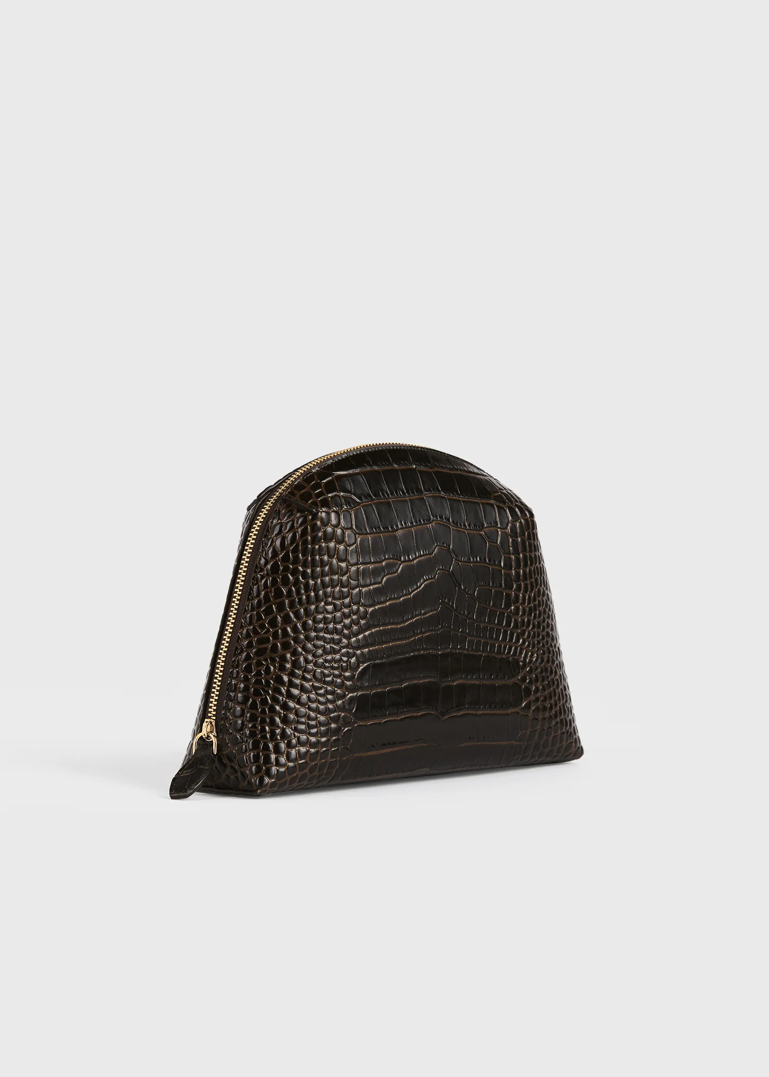 Medium croco-embossed day pouch dark brown - Image 4