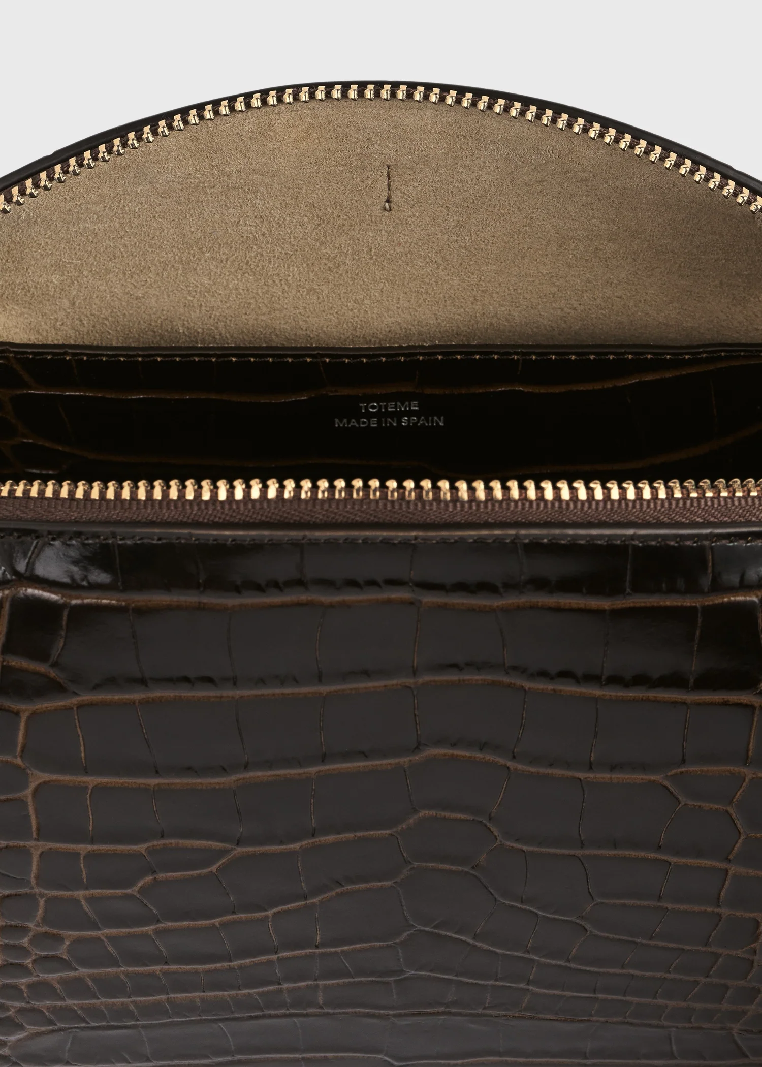 Medium croco-embossed day pouch dark brown - Image 5
