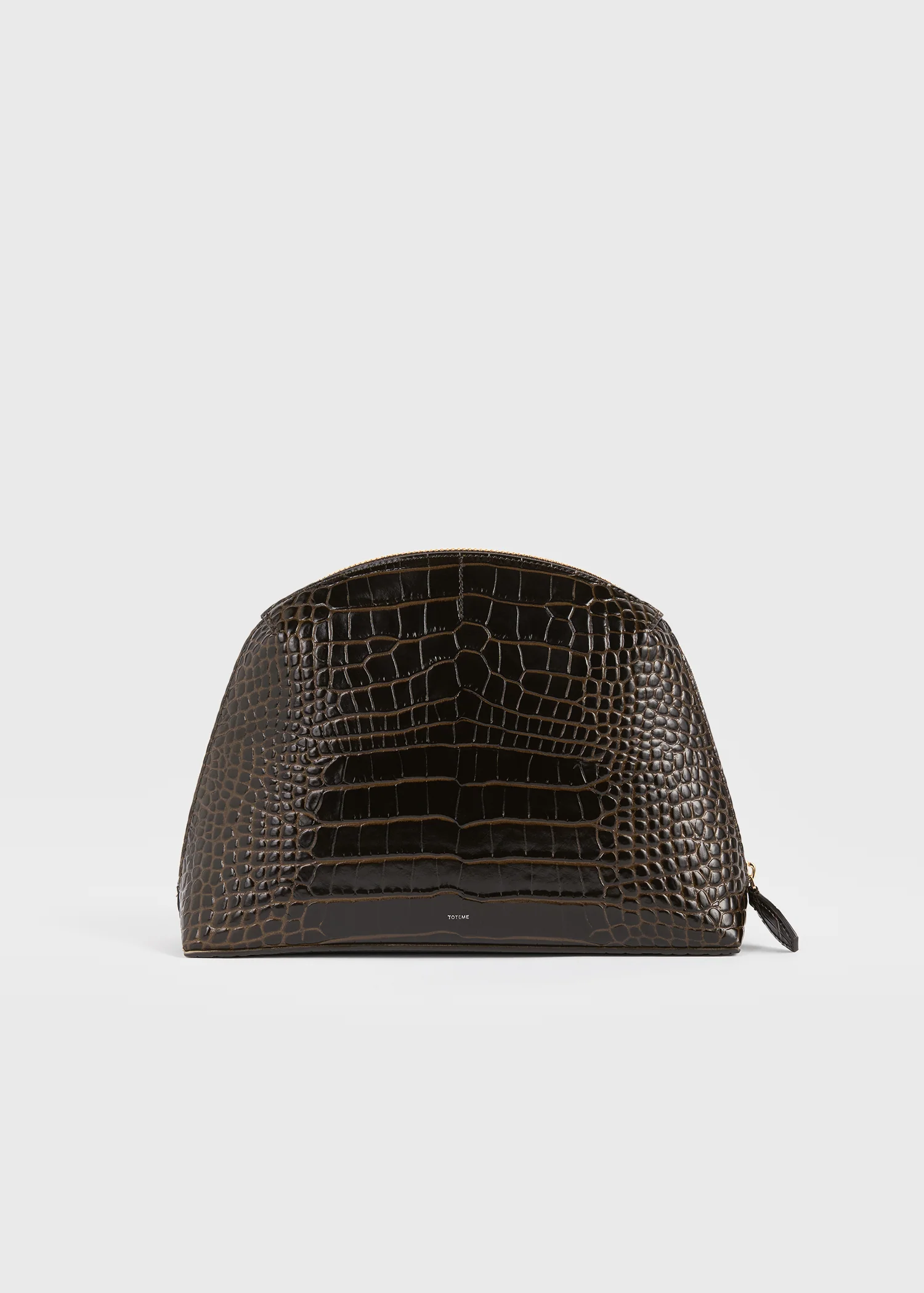 Medium croco-embossed day pouch dark brown - Image 7