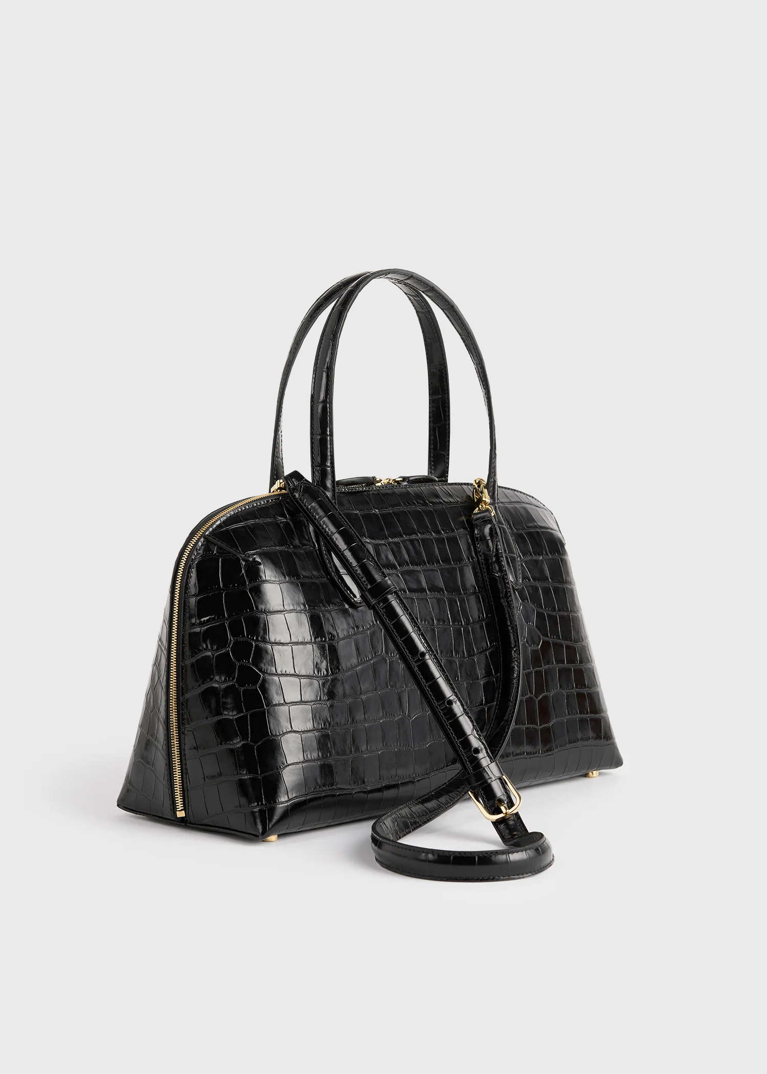 Medium croco-embossed day tote black - Image 4