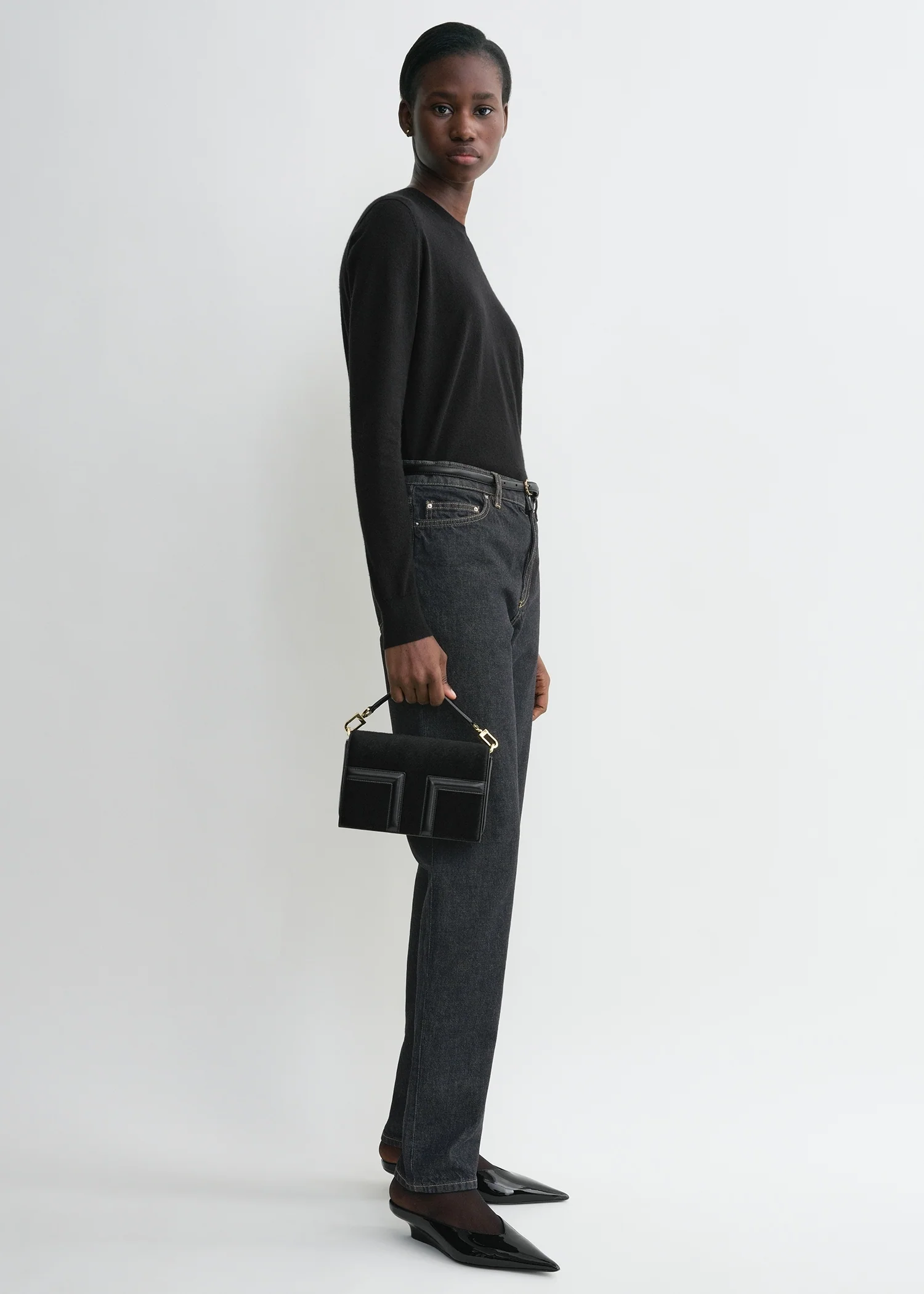 Mini T-flap pony hair bag black - Image 3