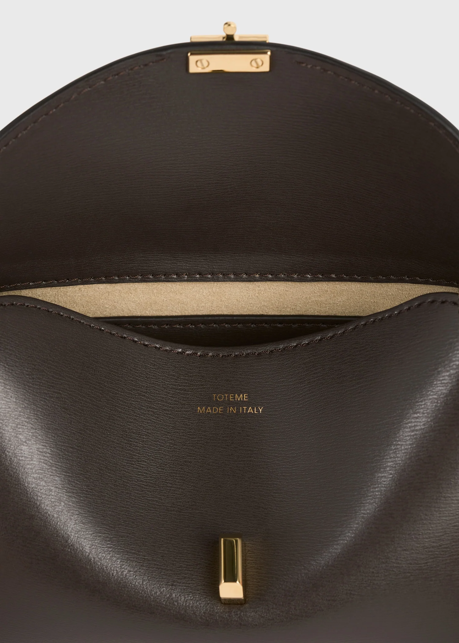 Mini T-lock leather clutch bark - Image 6
