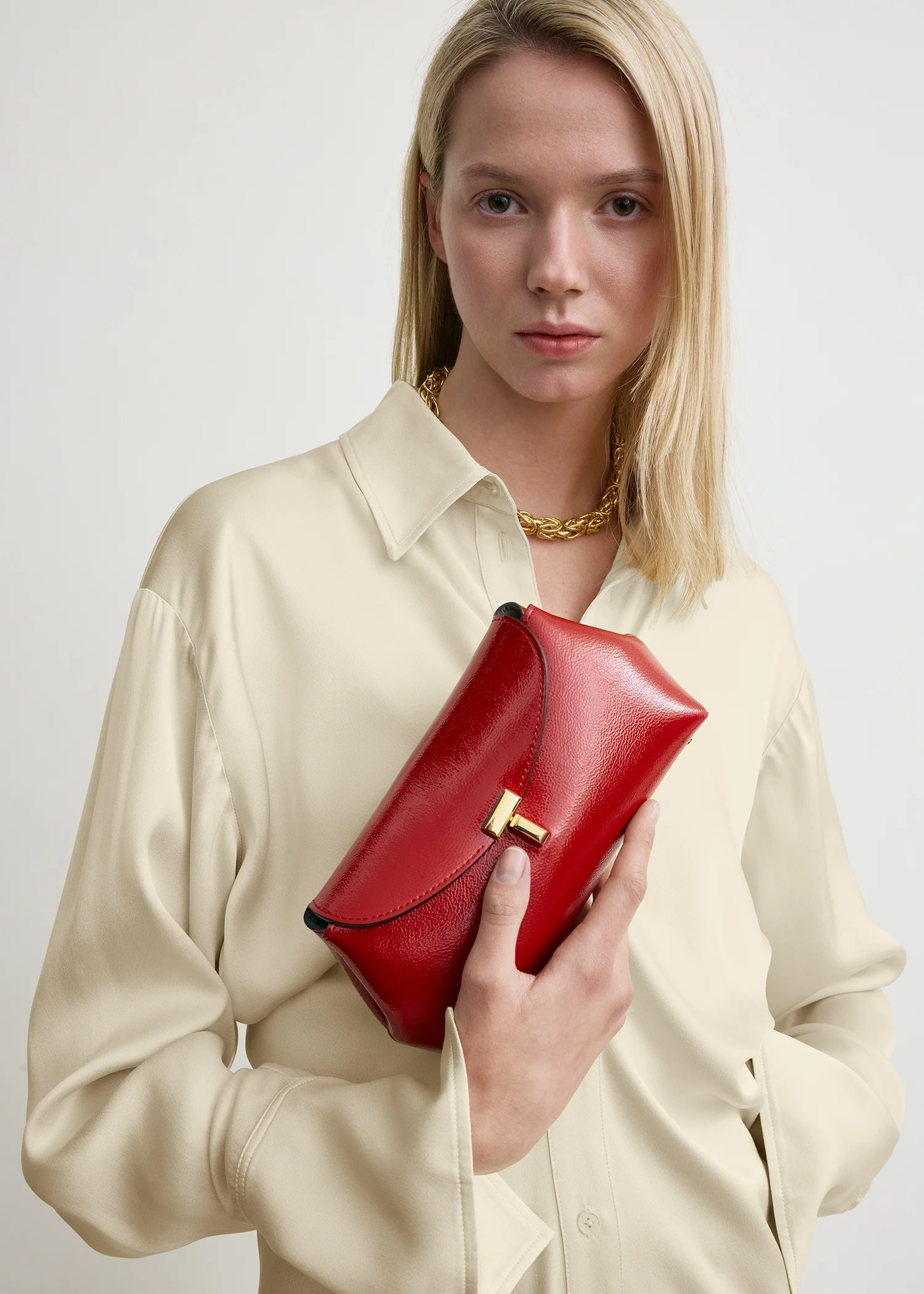 Mini T-lock naplack clutch red - Image 2