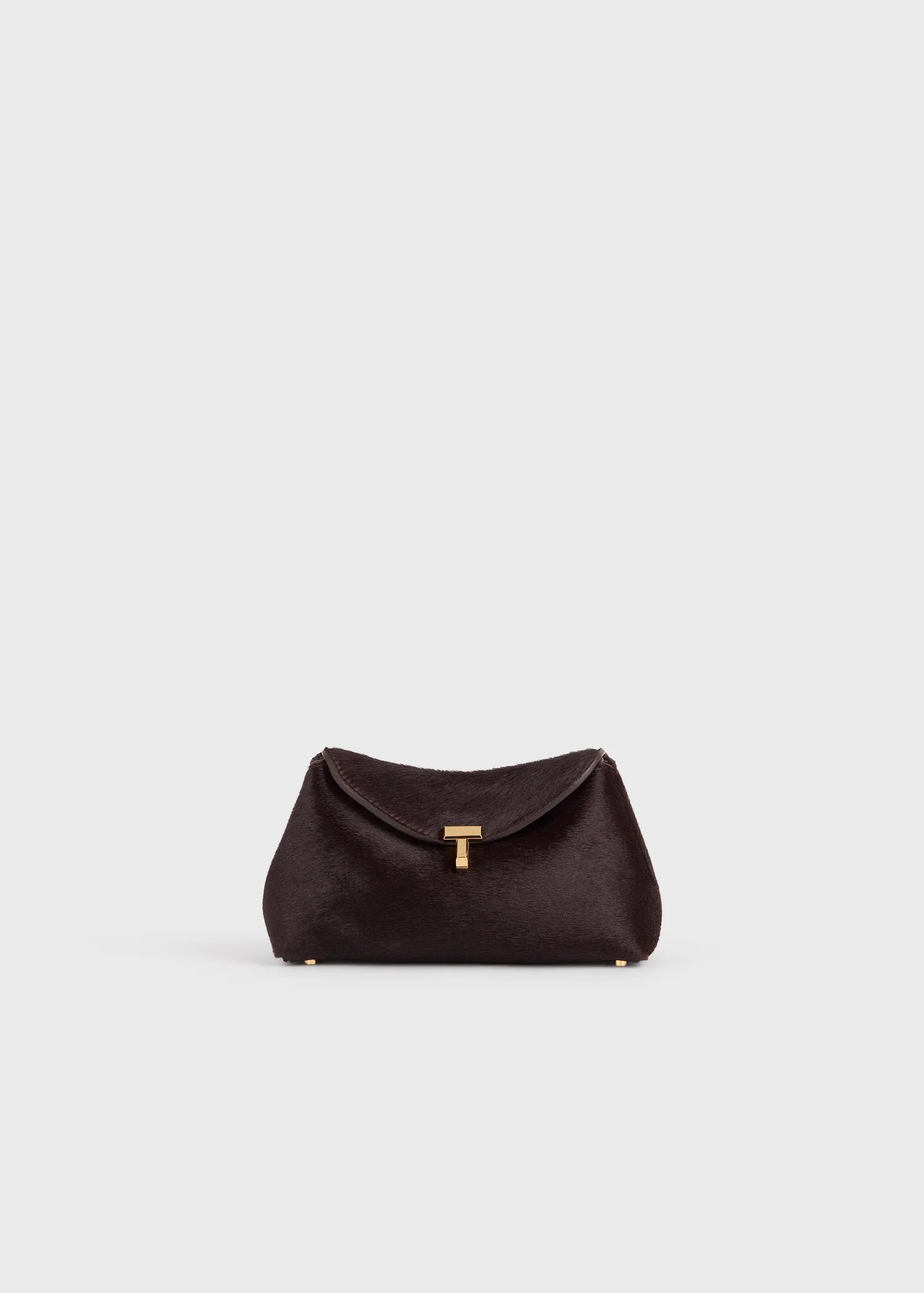 Mini T-lock pony hair clutch wine