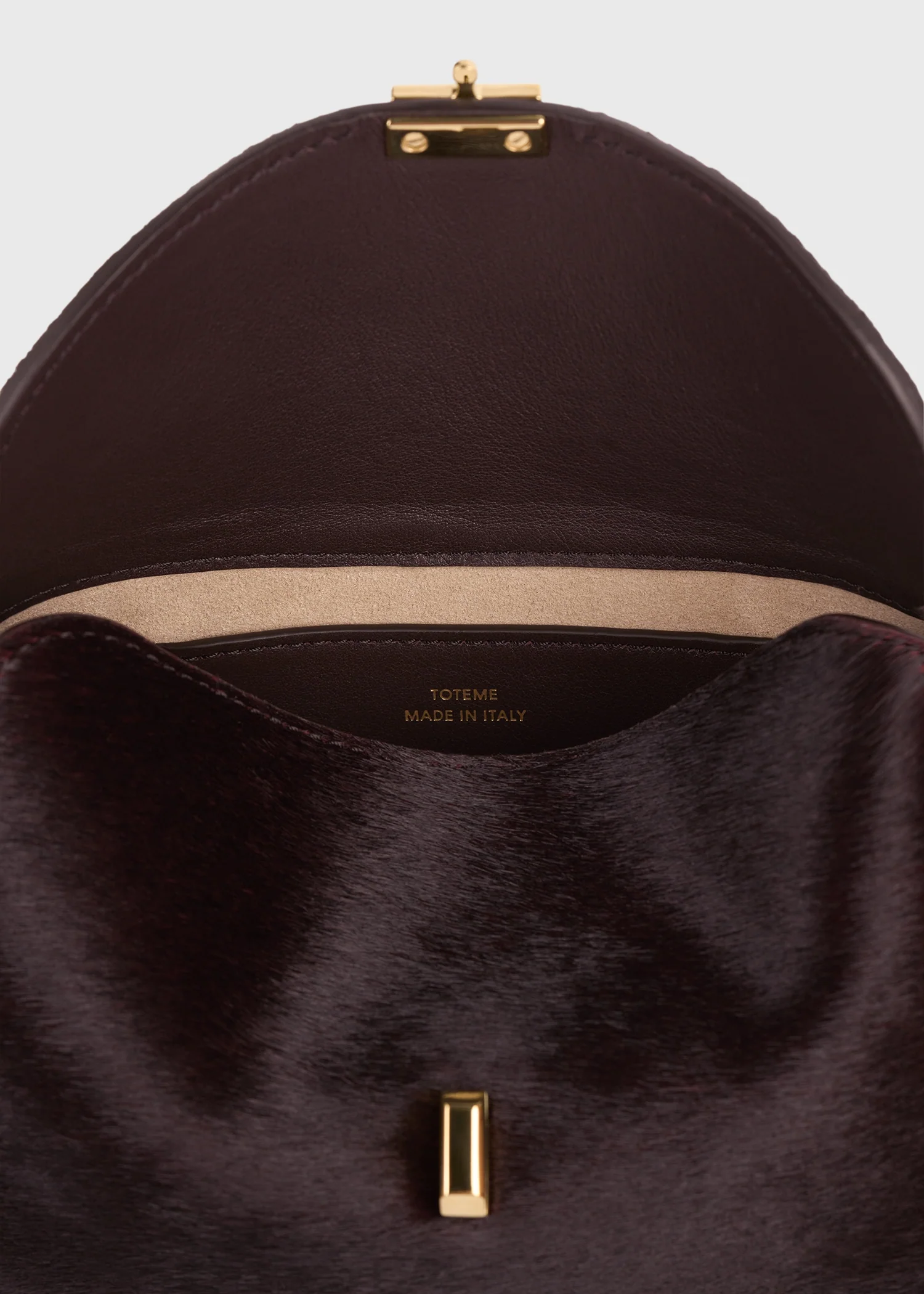 Mini T-lock pony hair clutch wine - Image 6