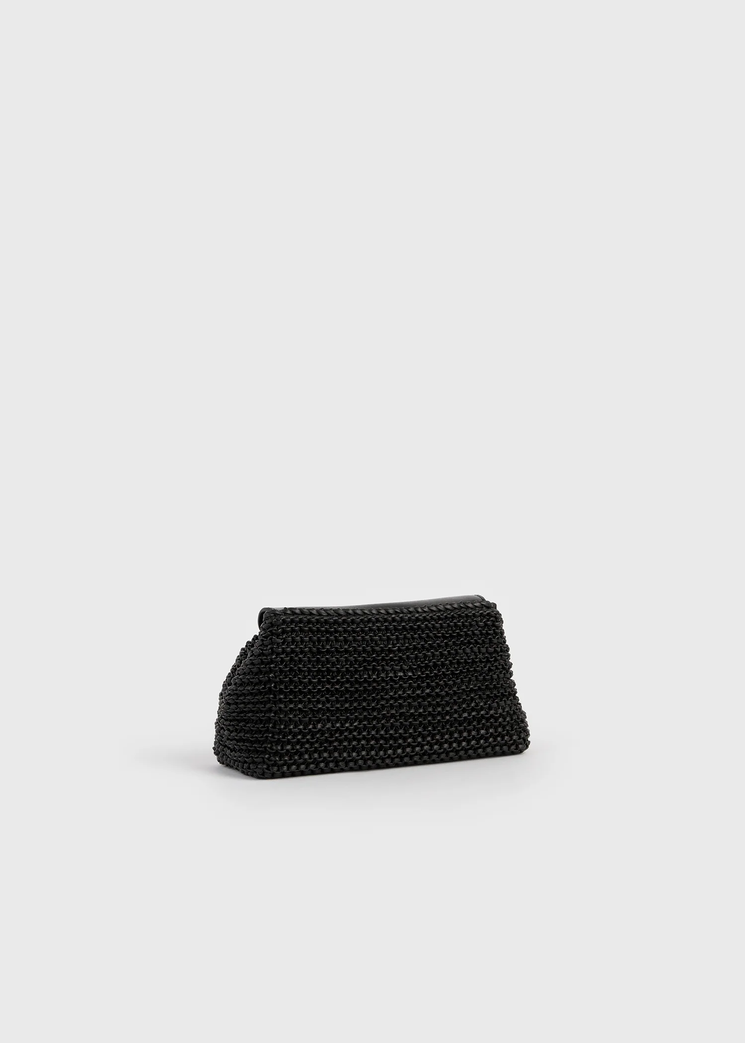 Mini T-lock woven-leather clutch black - Image 4