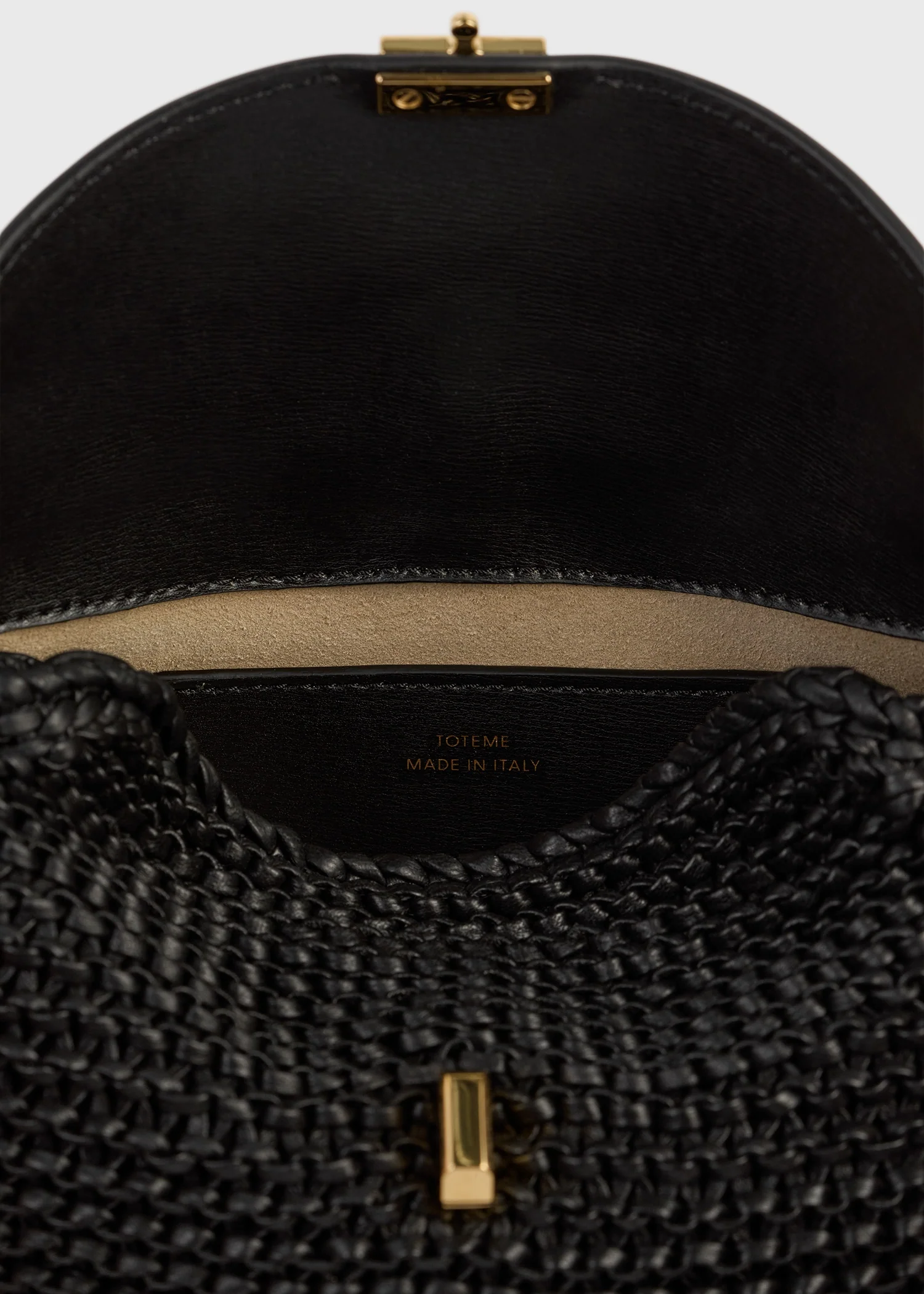 Mini T-lock woven-leather clutch black - Image 7