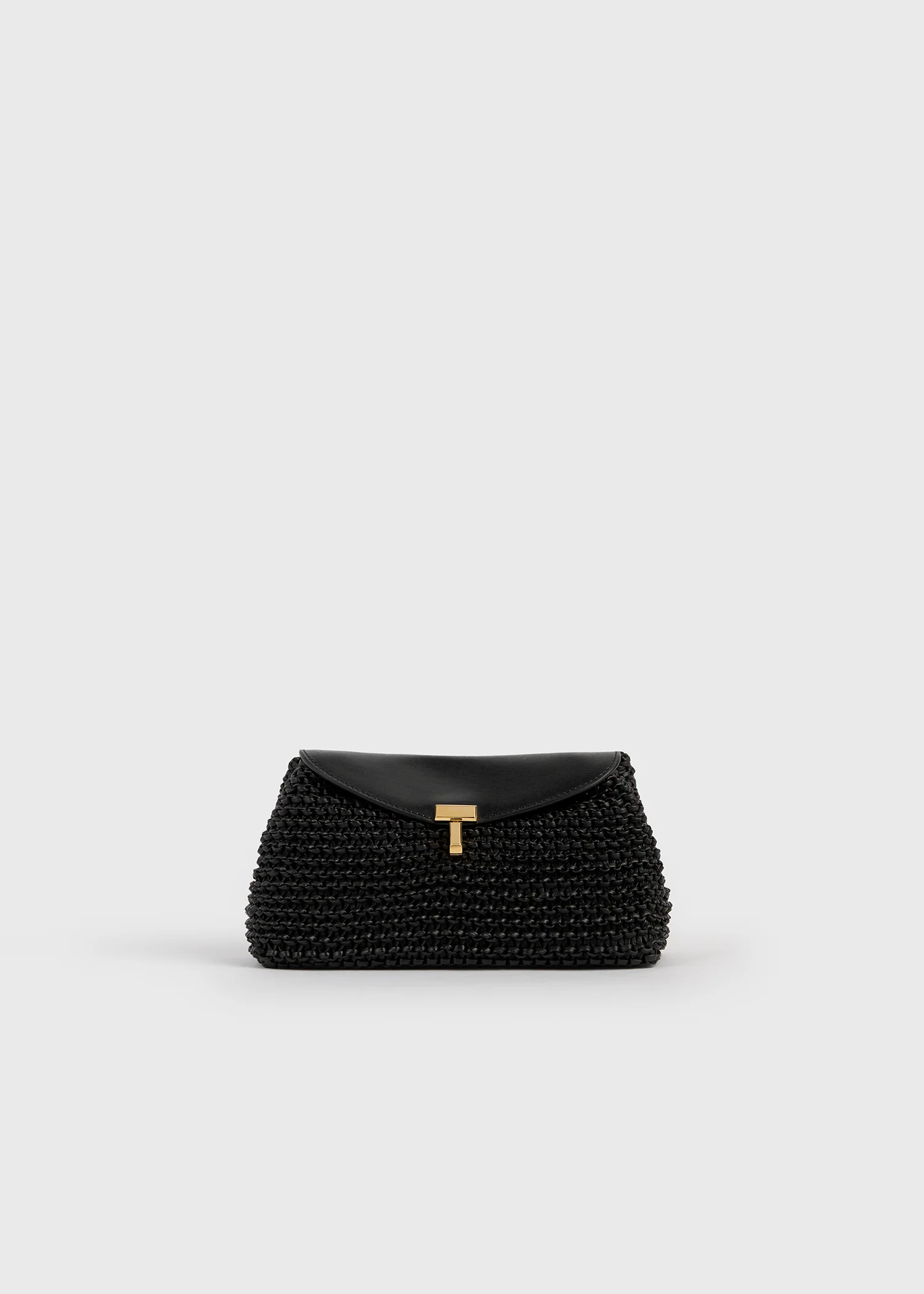 Mini T-lock woven-leather clutch black - Image 8