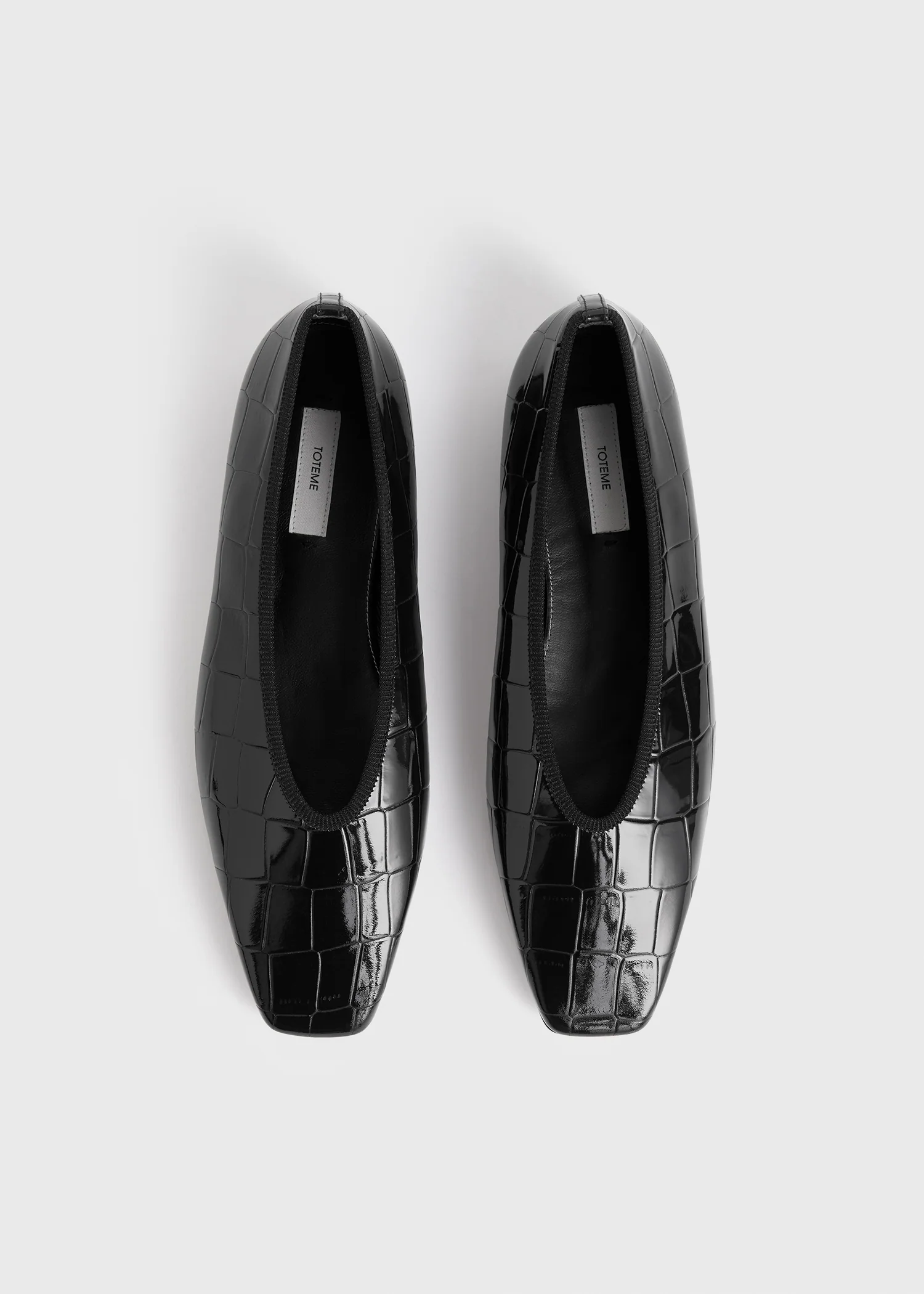 Minimalist croco-embossed ballerinas black - Image 4