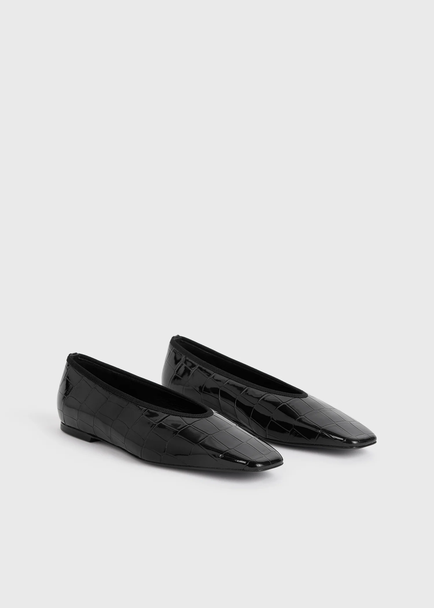 Minimalist croco-embossed ballerinas black - Image 7