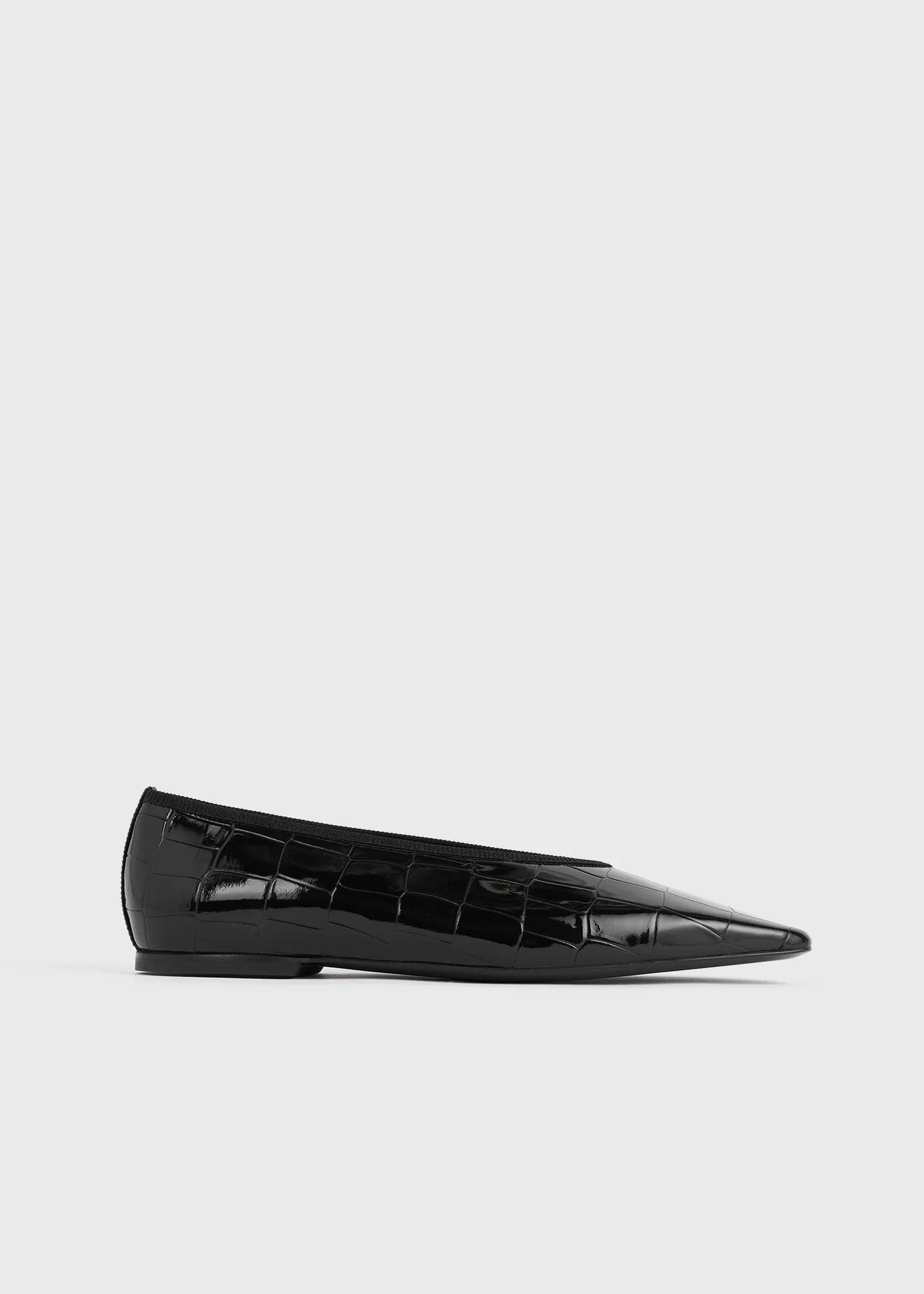 Minimalist croco-embossed ballerinas black - Image 8