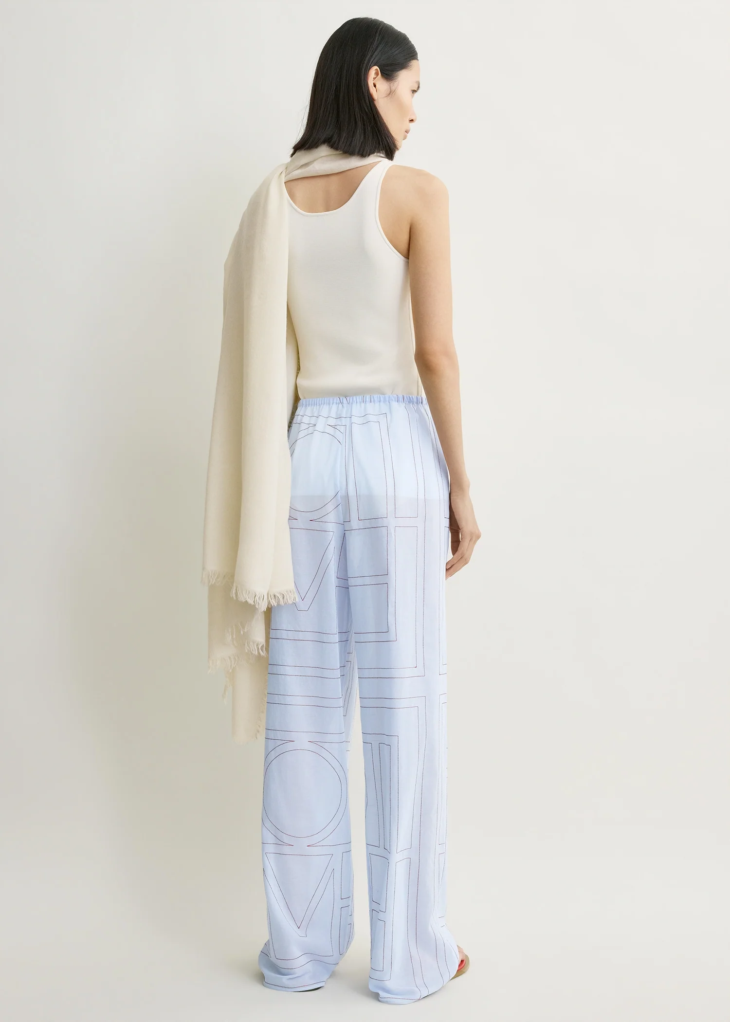 Monogram cotton-blend pj bottoms sky - Image 3
