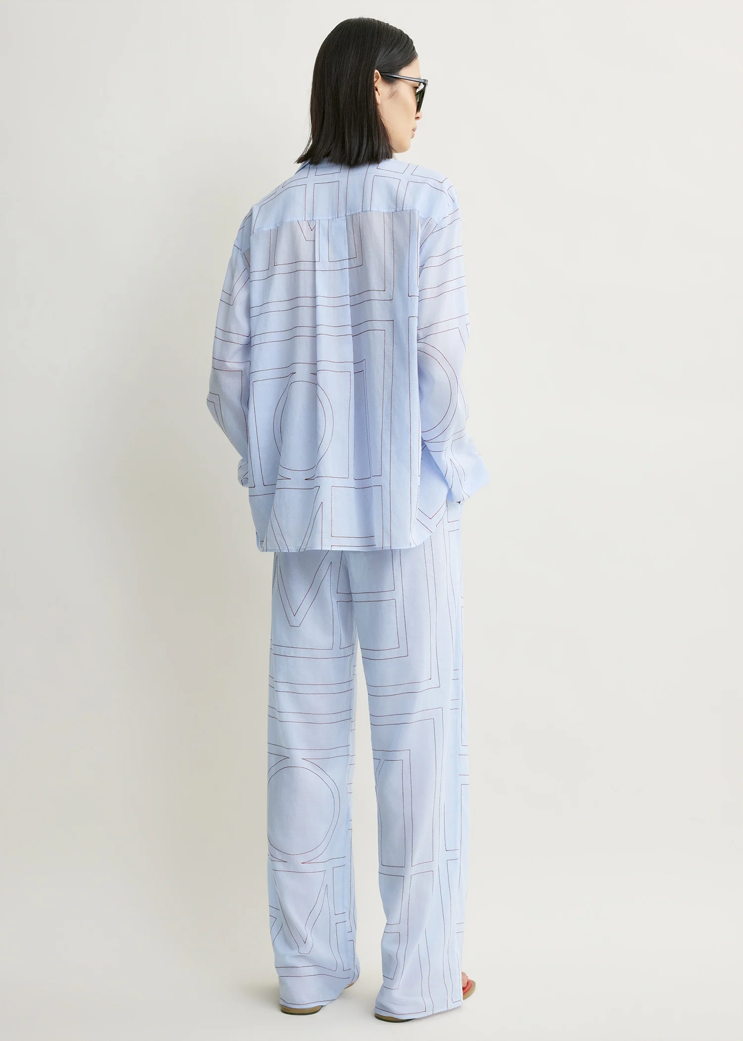 Monogram cotton-blend pj top sky - Image 3