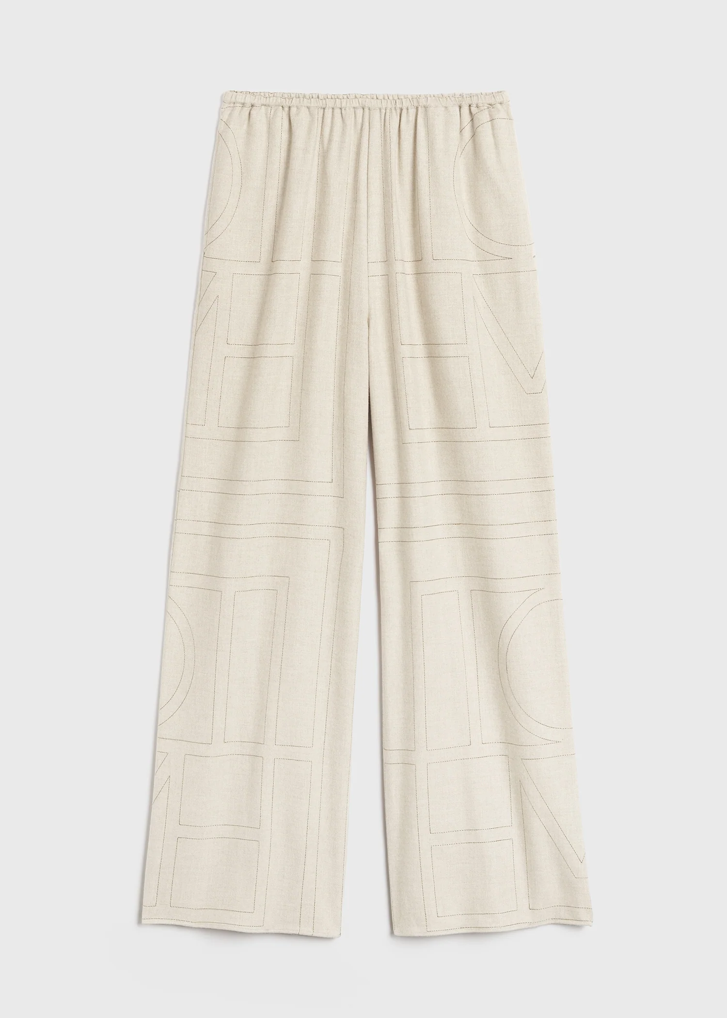 Monogram flannel pj bottoms light beige melange - Image 5
