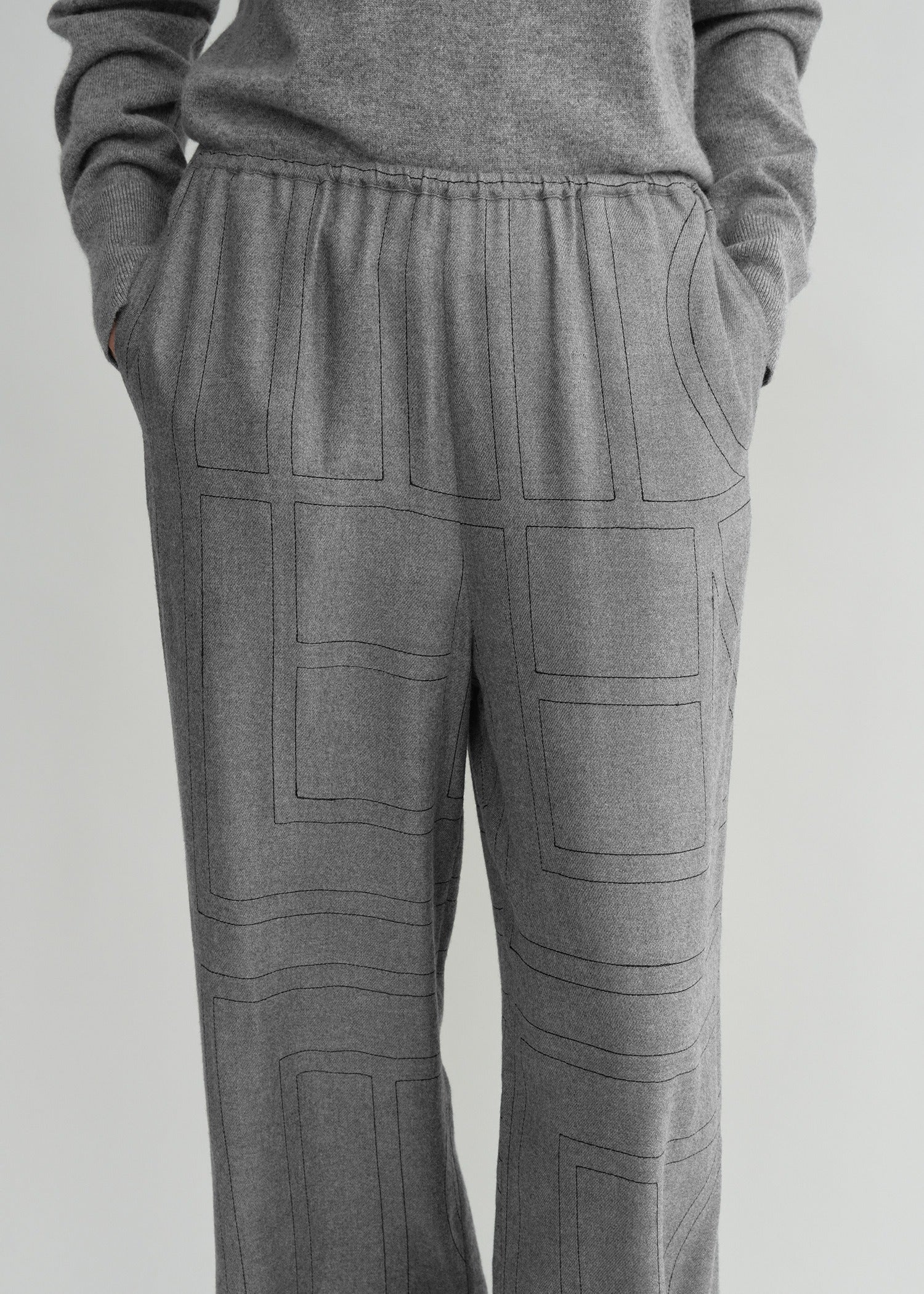 Monogram flannel pj bottoms smoke melange - Image 4