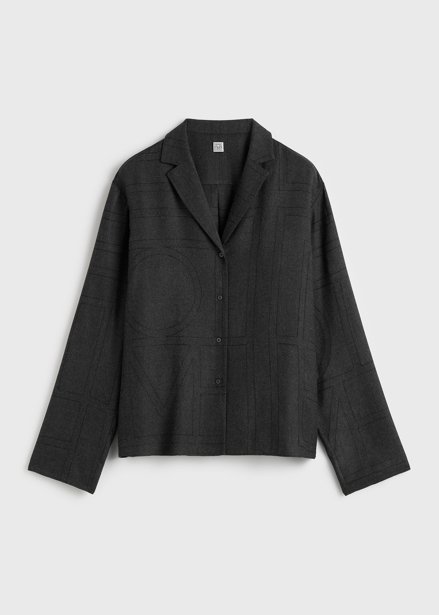Monogram flannel pj top charcoal - Image 5