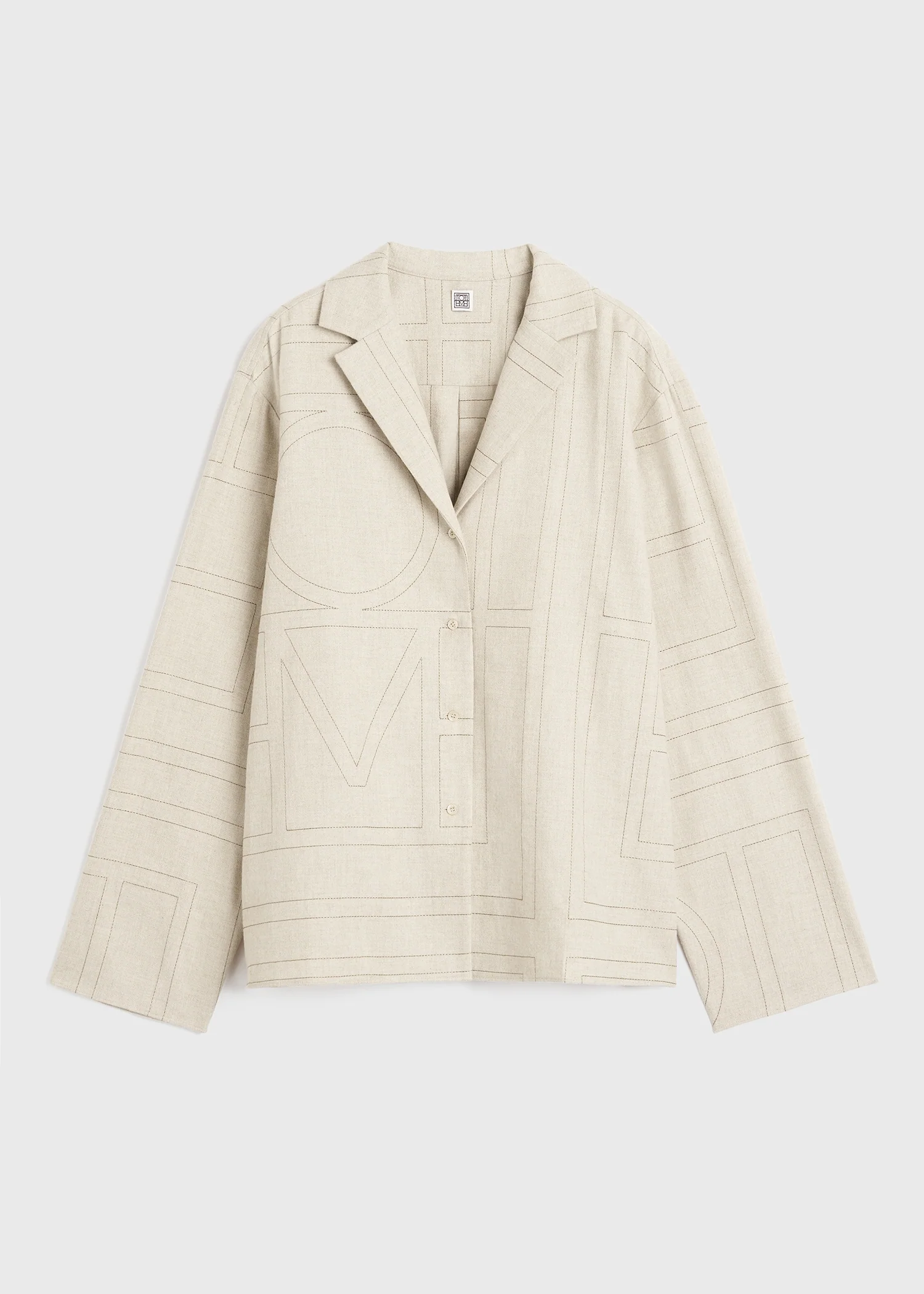 Monogram flannel pj top light beige melange - Image 5