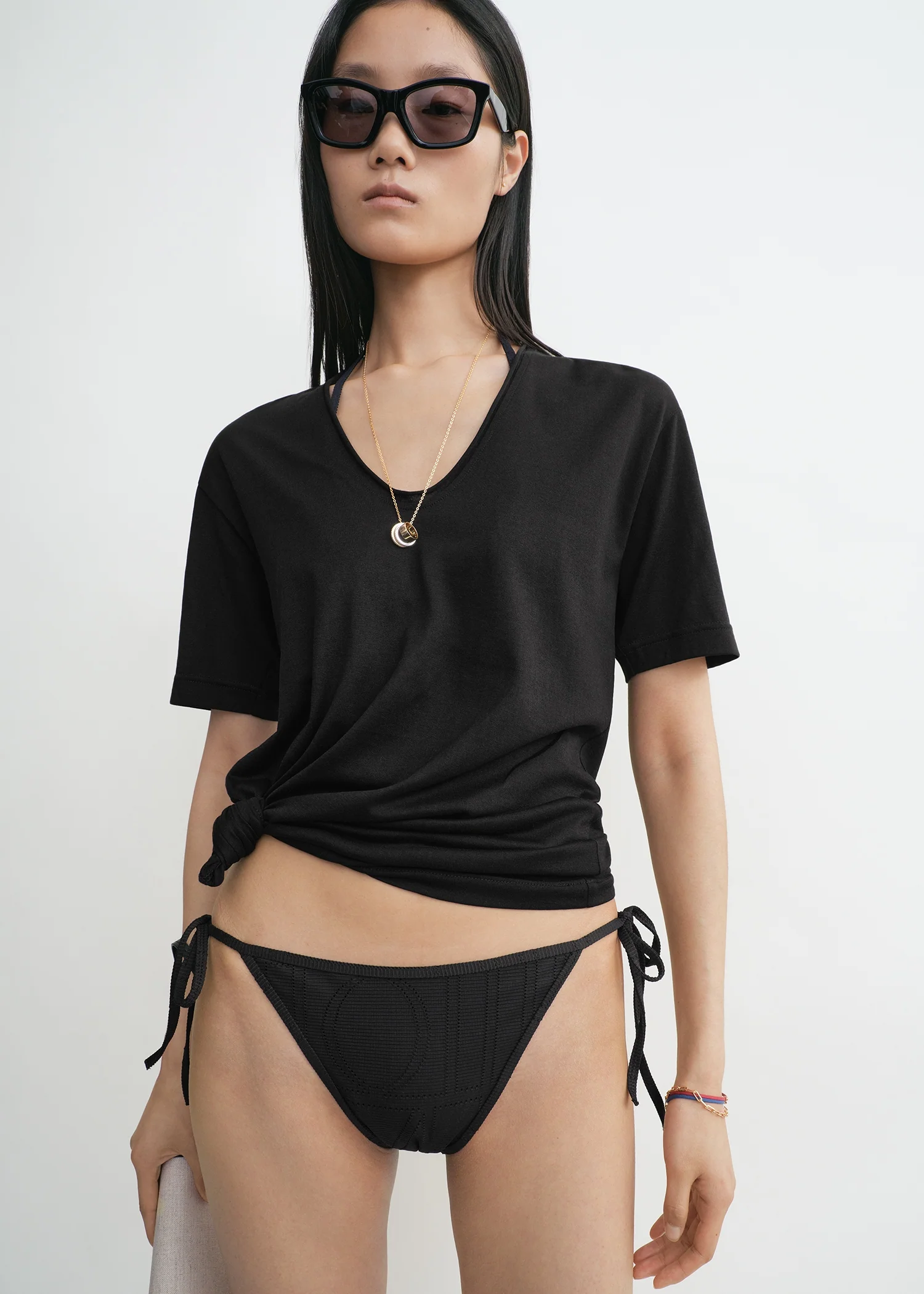 Monogram pointelle bikini bottoms black - Image 4