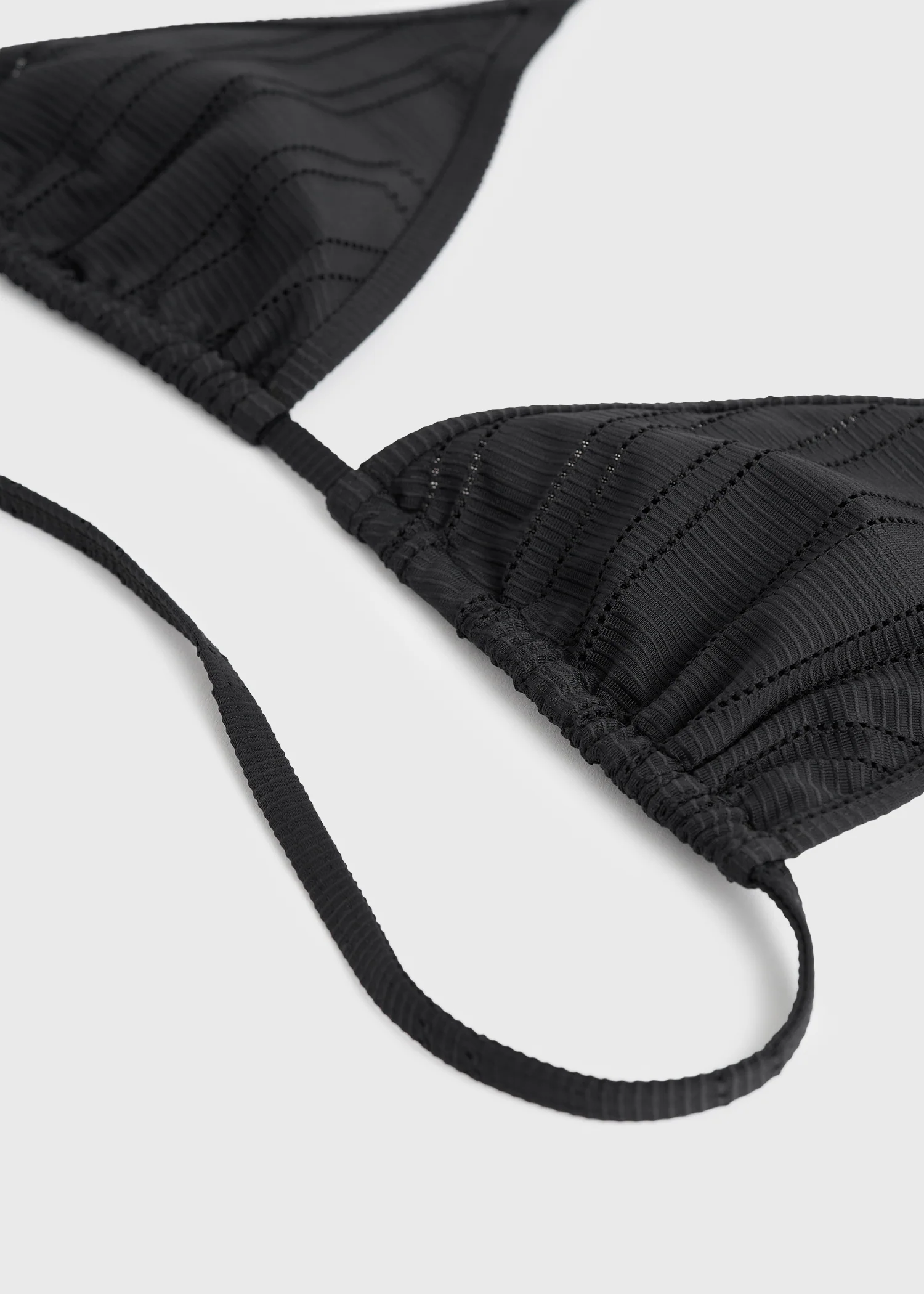 Monogram pointelle bikini top black - Image 5
