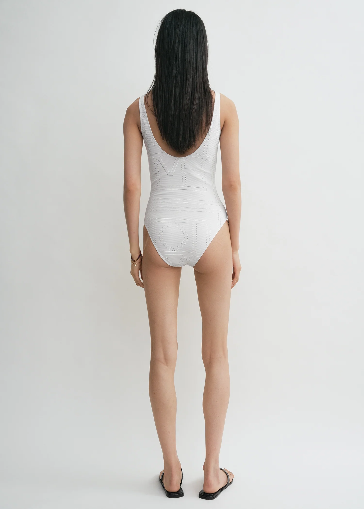Monogram pointelle swimsuit white - Image 3