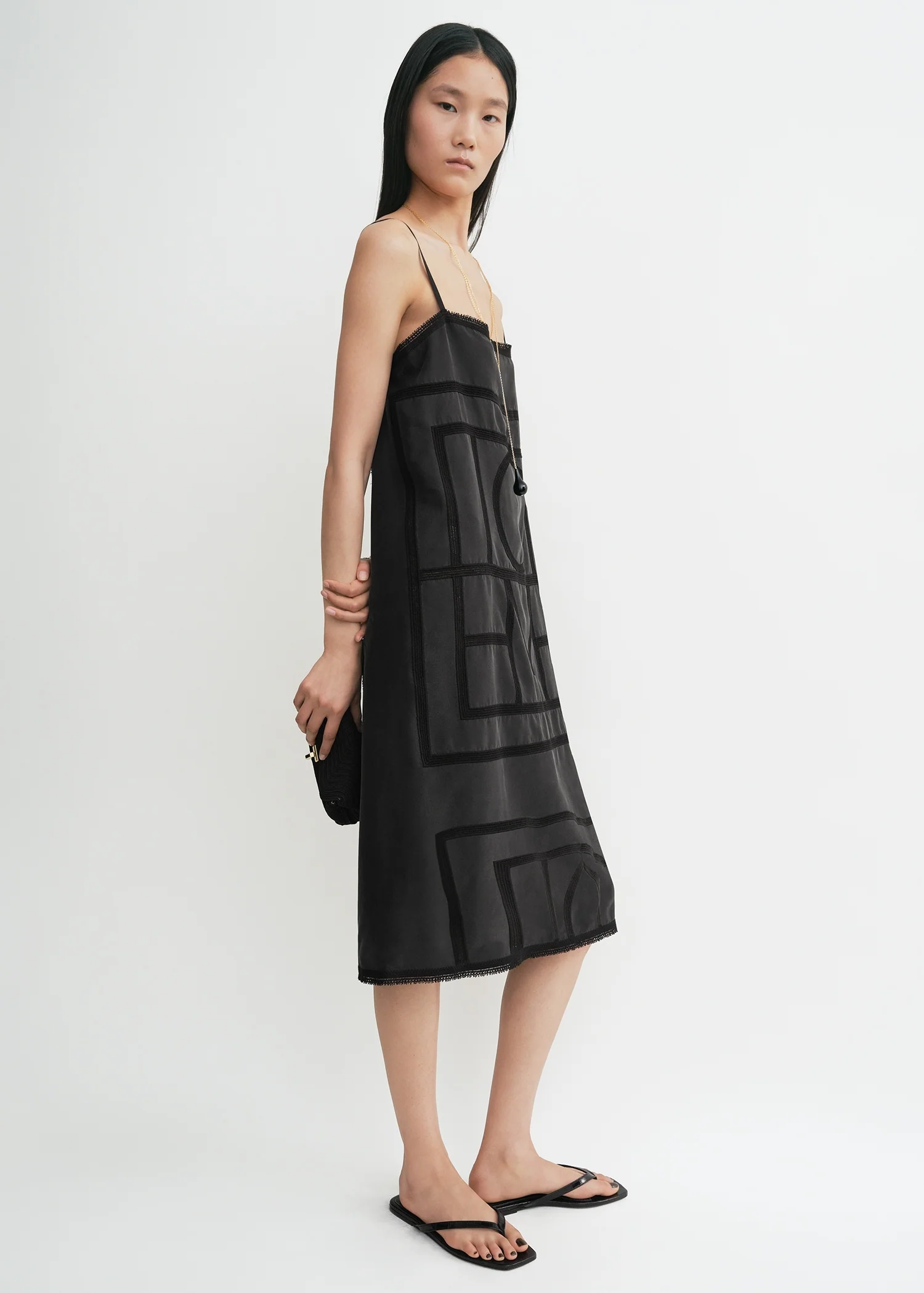 Monogram silk dress washed black - Image 2