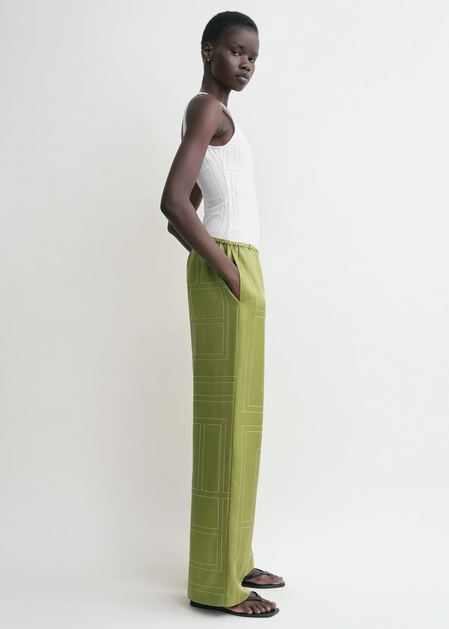 Monogram silk pj bottoms laurel - Image 2