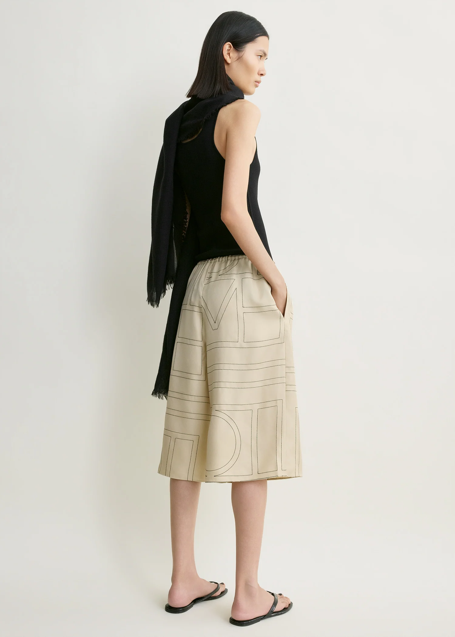 Monogram silk pj culottes ivory - Image 3