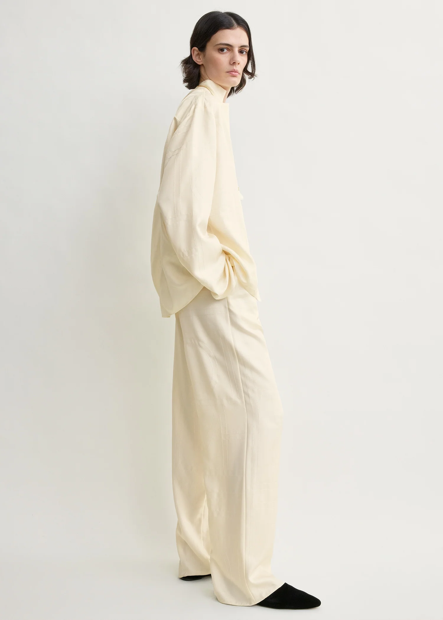 Monogram silk pj top cream - Image 2