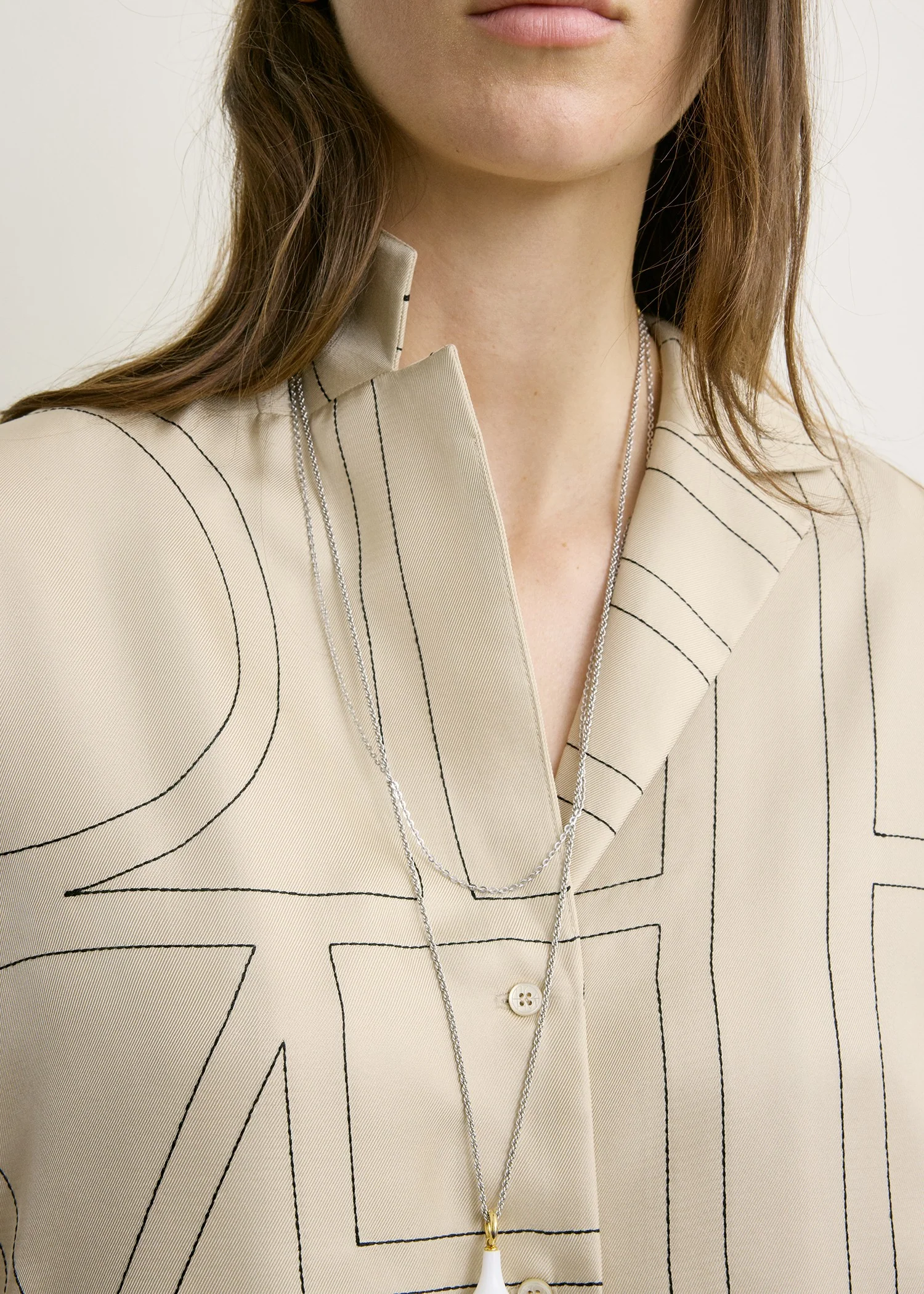 Monogram silk pj top ivory - Image 5