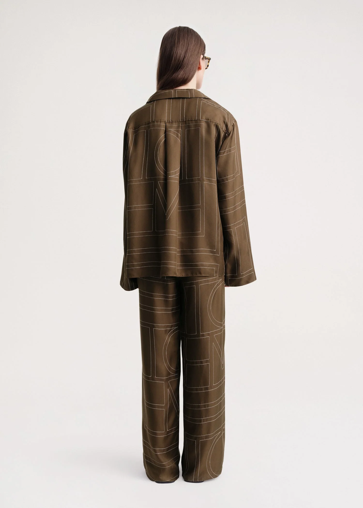 Monogram silk pj top mocha - Image 3