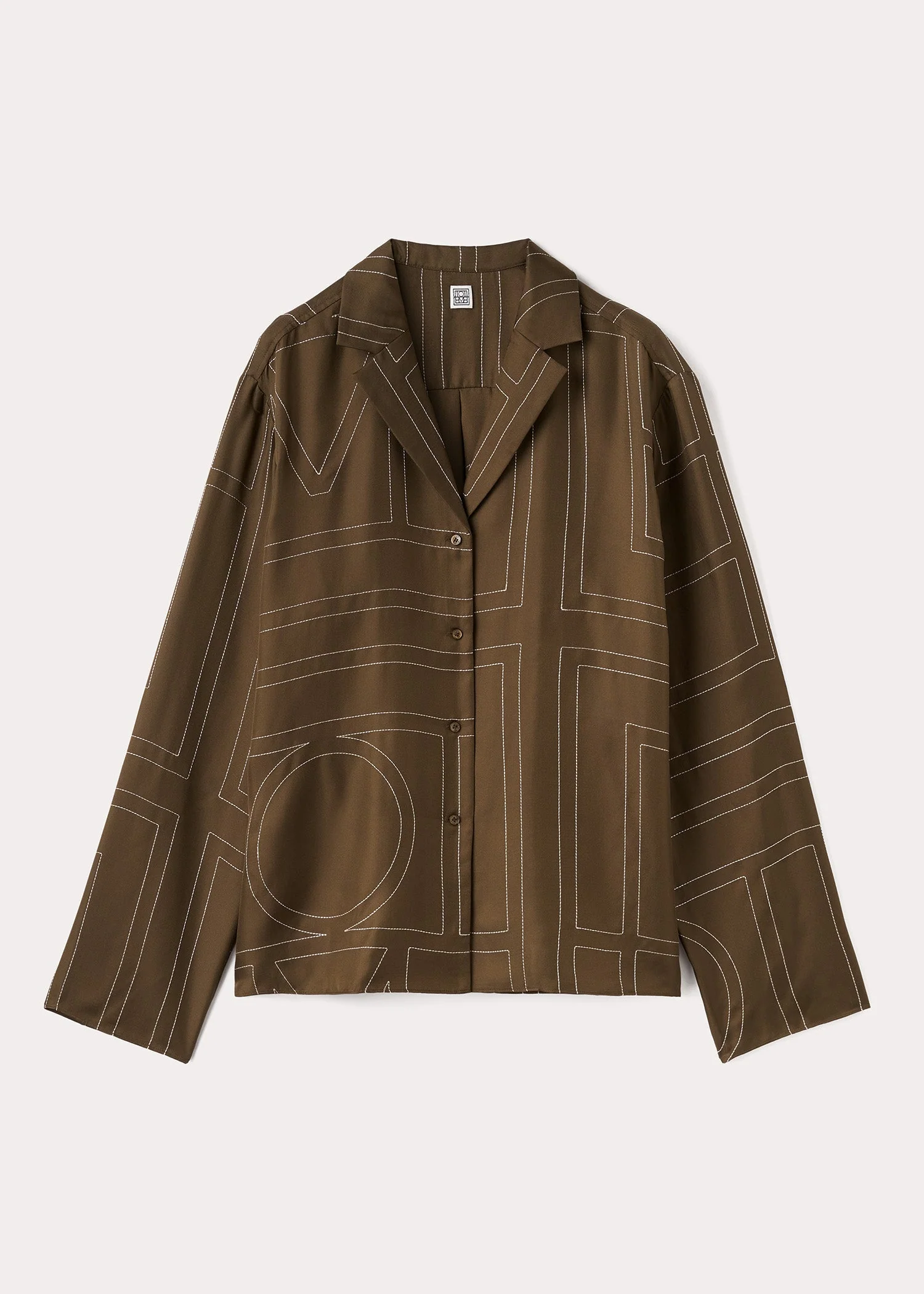 Monogram silk pj top mocha - Image 5