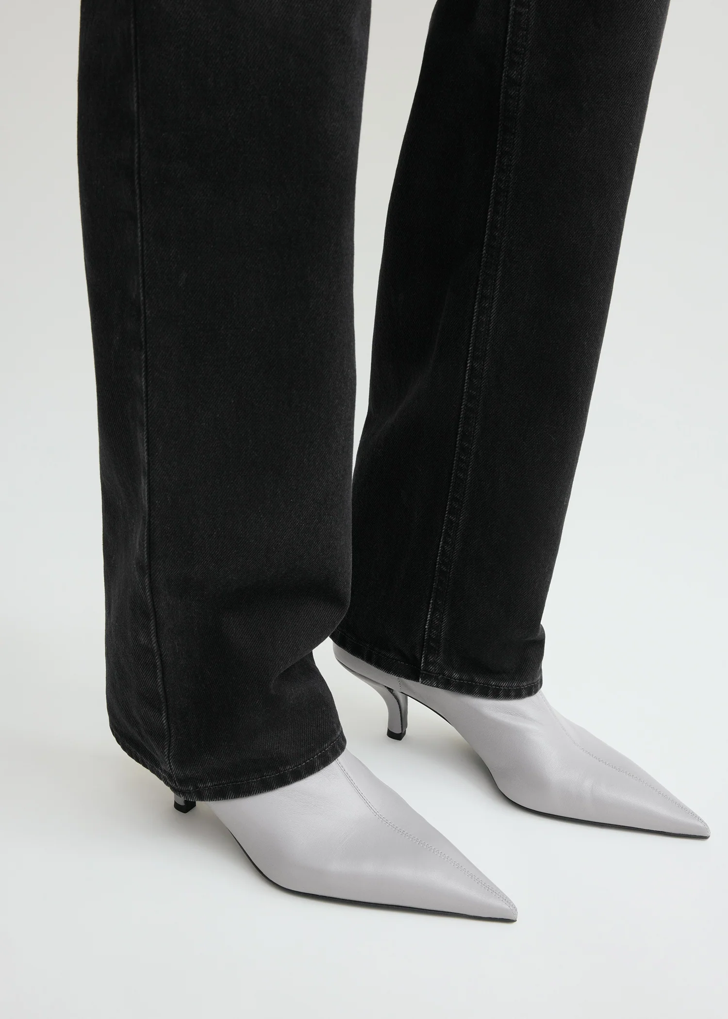Nappa heeled sock boots light grey - Image 2