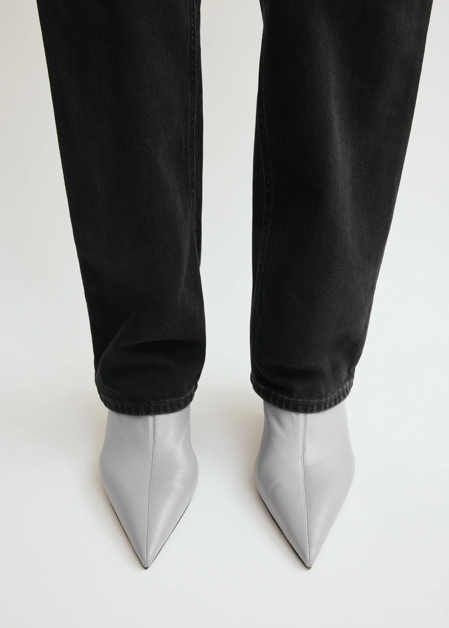 Nappa heeled sock boots light grey - Image 3