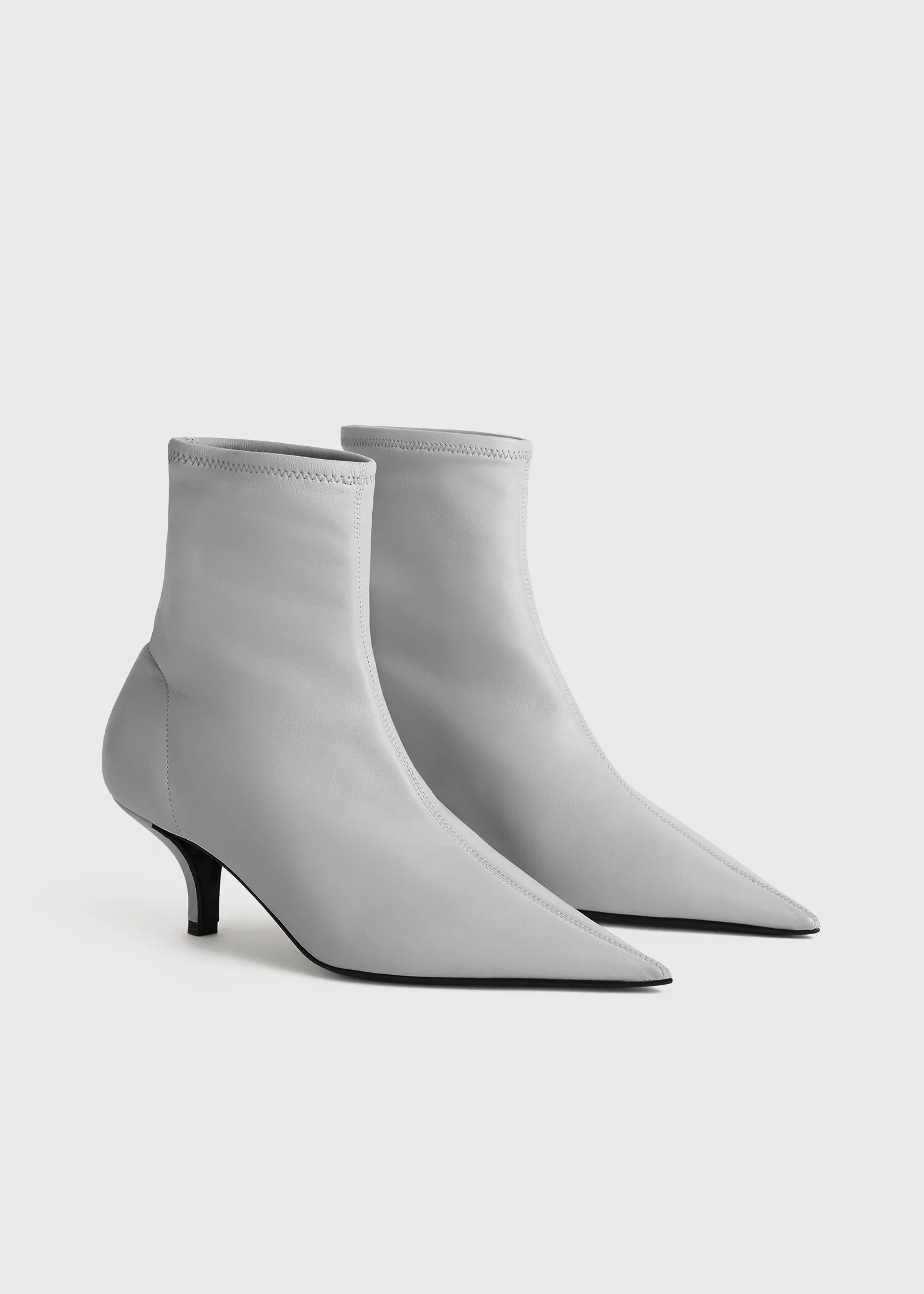 Nappa heeled sock boots light grey - Image 4
