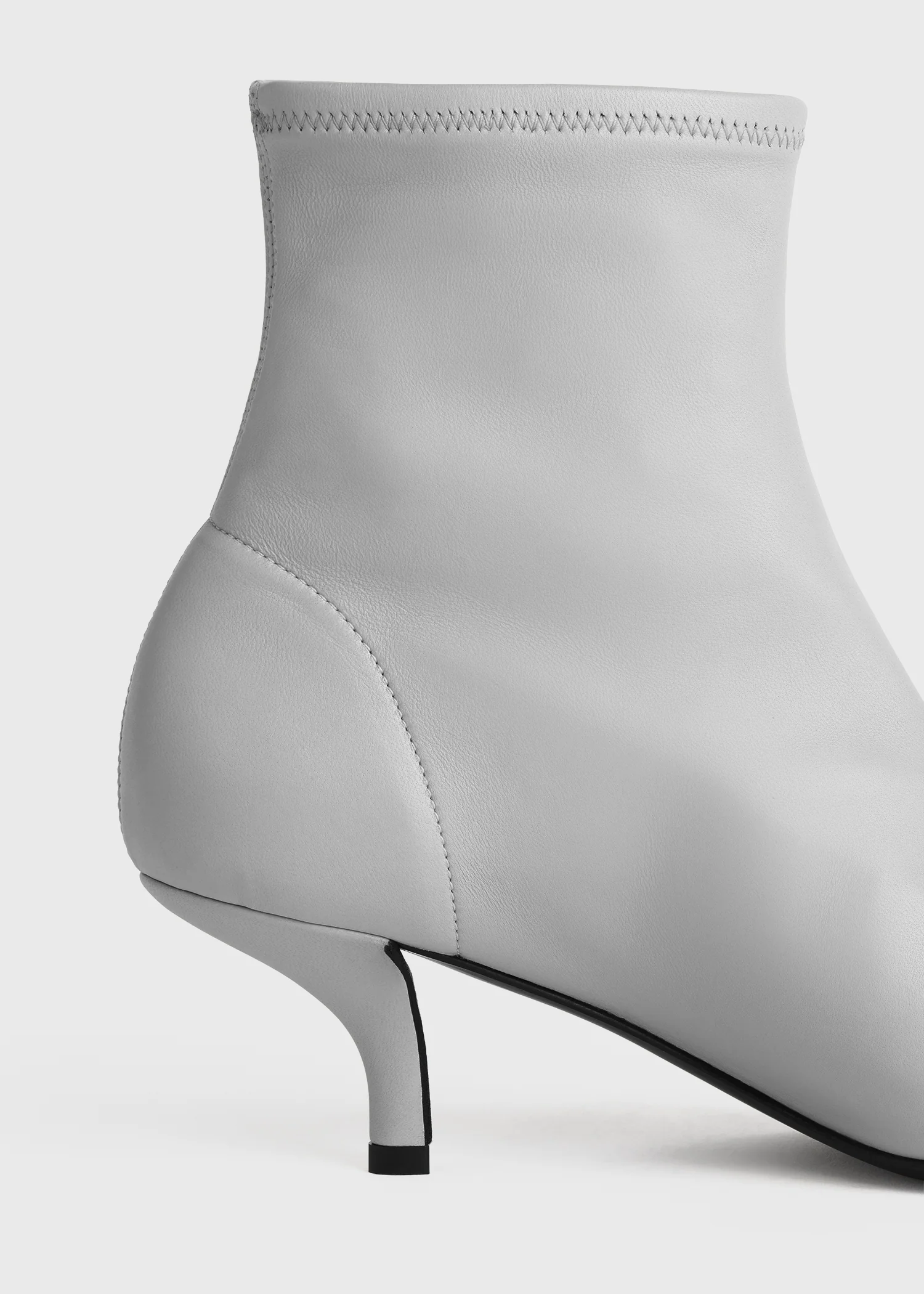 Nappa heeled sock boots light grey - Image 6
