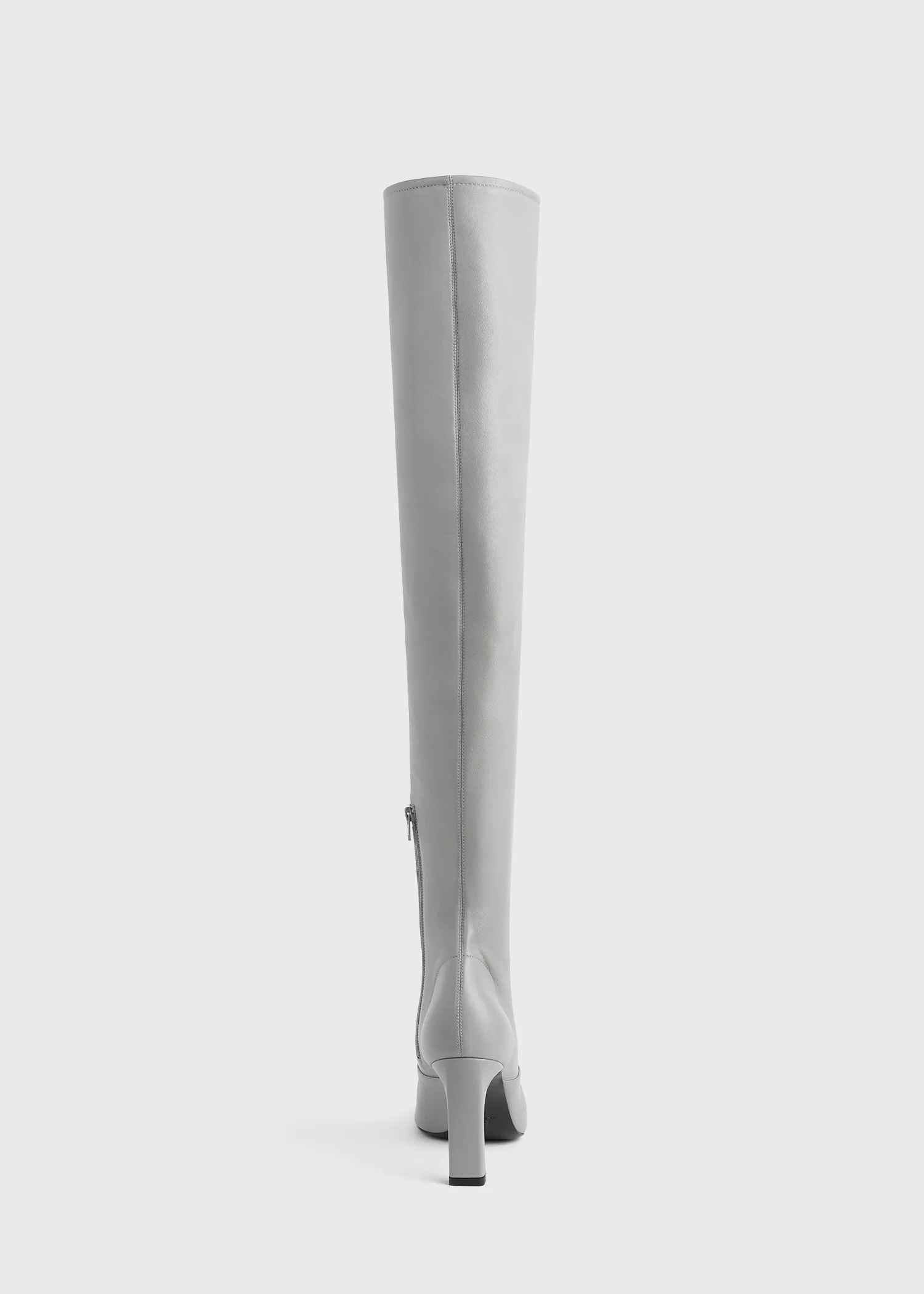 Nappa over-the-knee boots light grey - Image 4