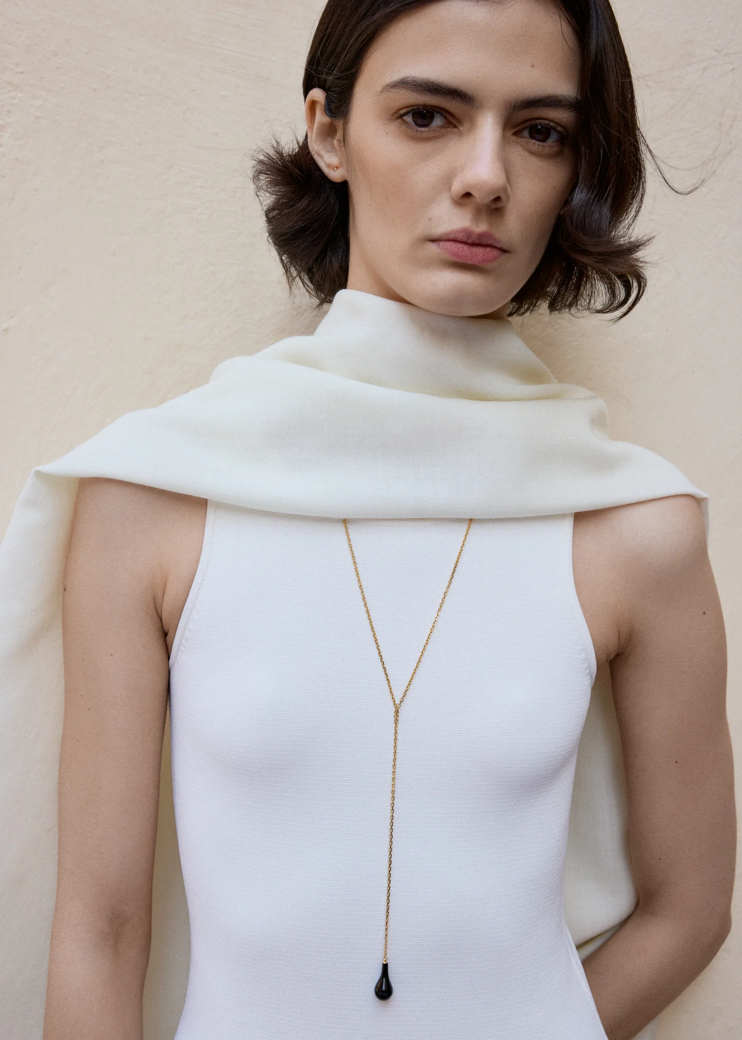 Onyx drop necklace black/gold - Image 2