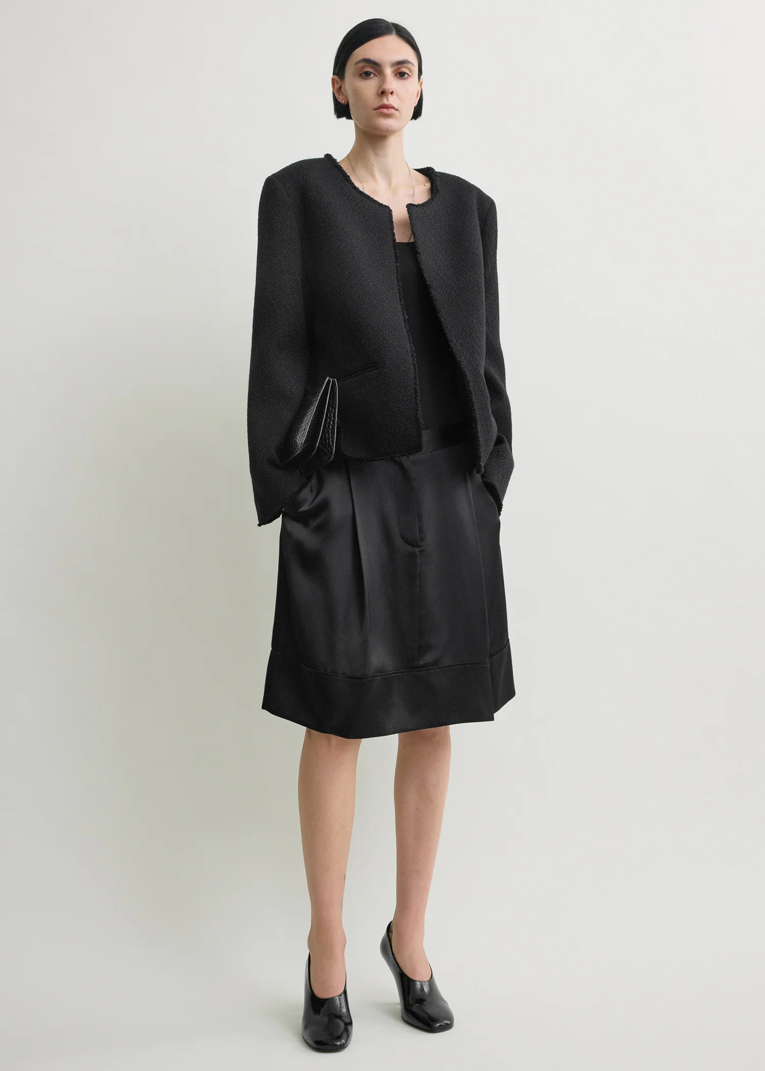 Open-front bouclé blazer black - Image 2