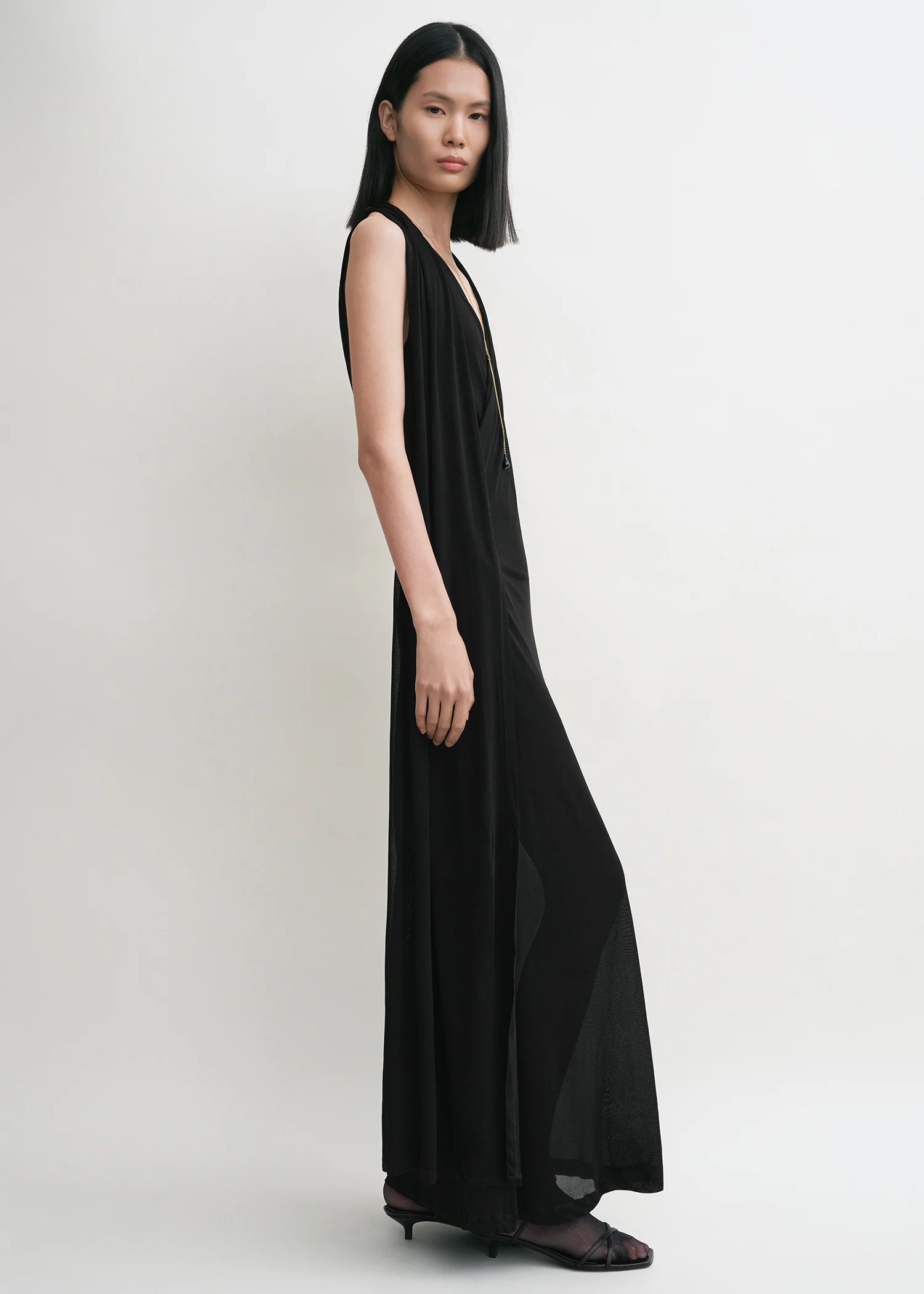 Overlapped scarf dress black - Image 2