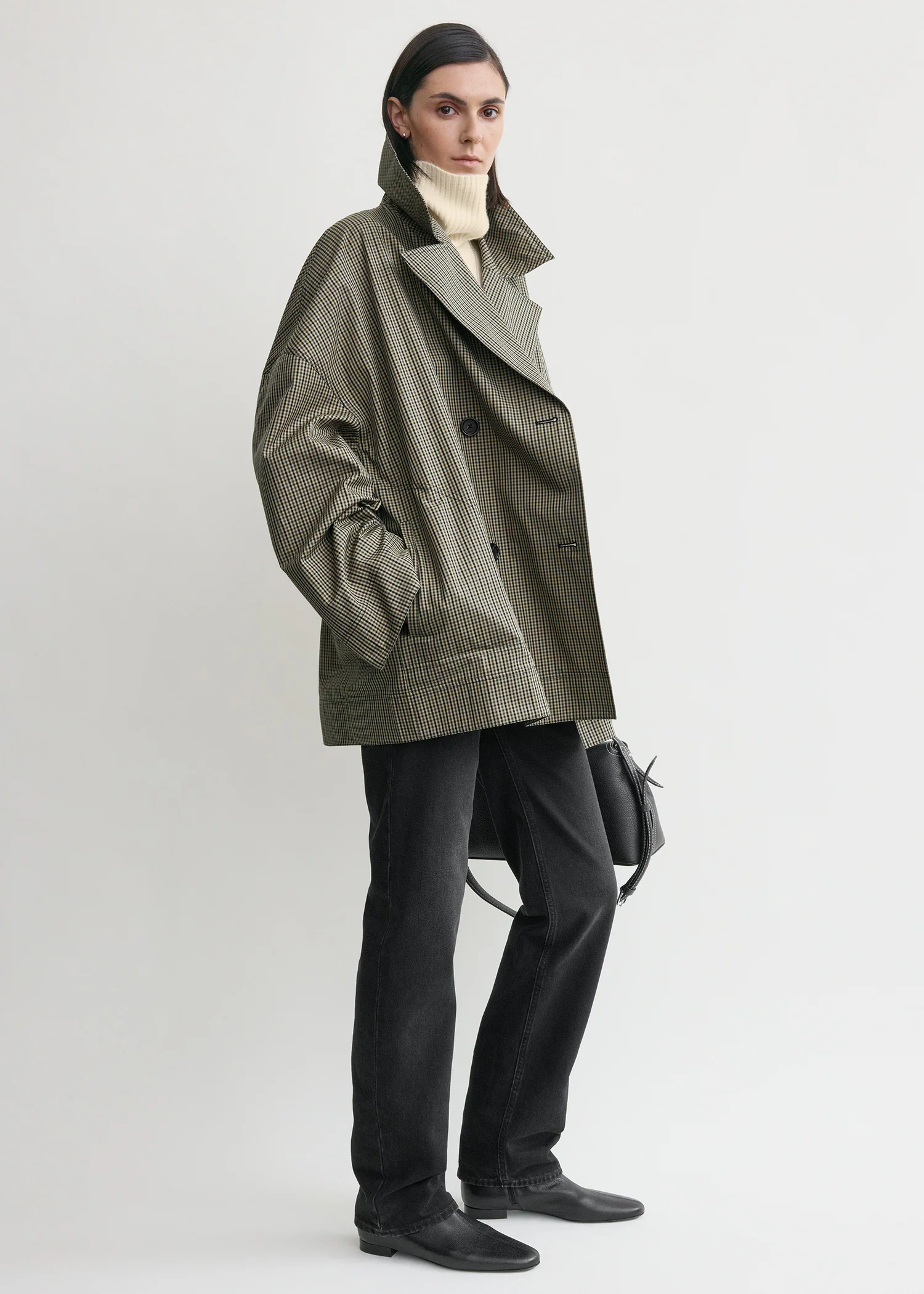 Oversized checked jacket beige/black - Image 2
