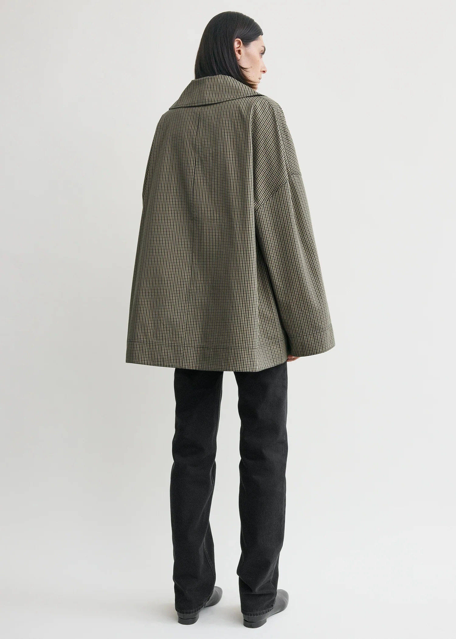 Oversized checked jacket beige/black - Image 3