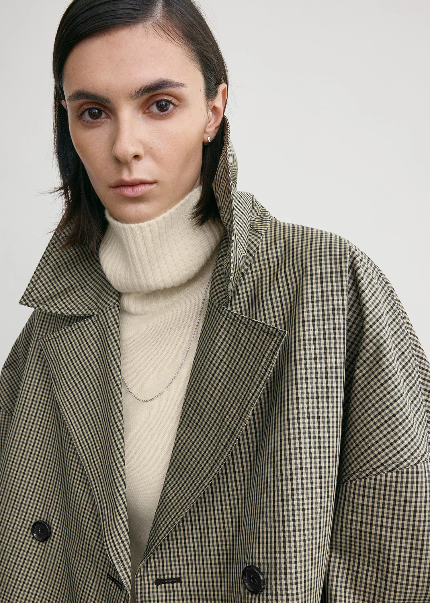 Oversized checked jacket beige/black - Image 5