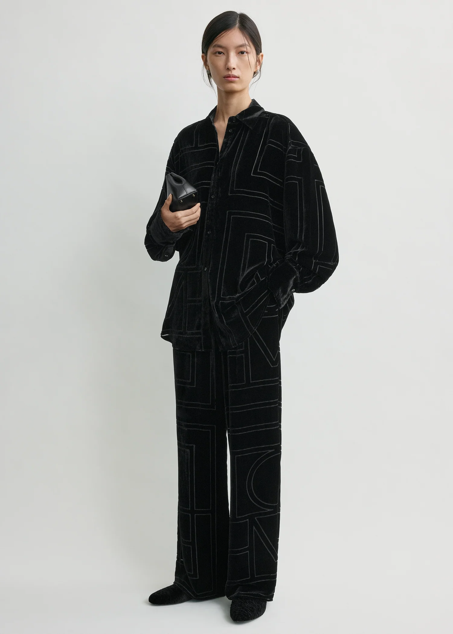 Oversized devoré shirt black petite