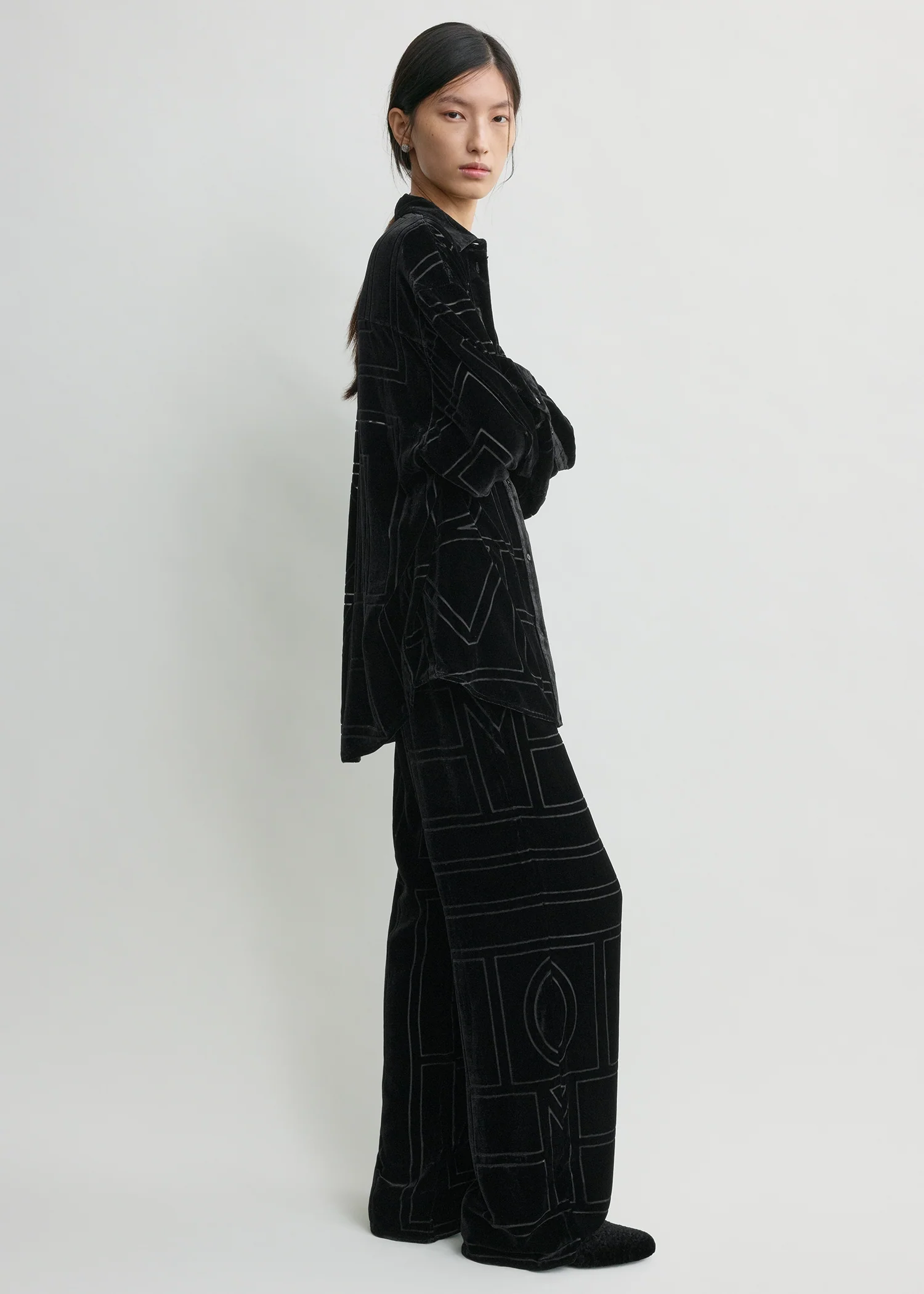 Oversized devoré shirt black - Image 2