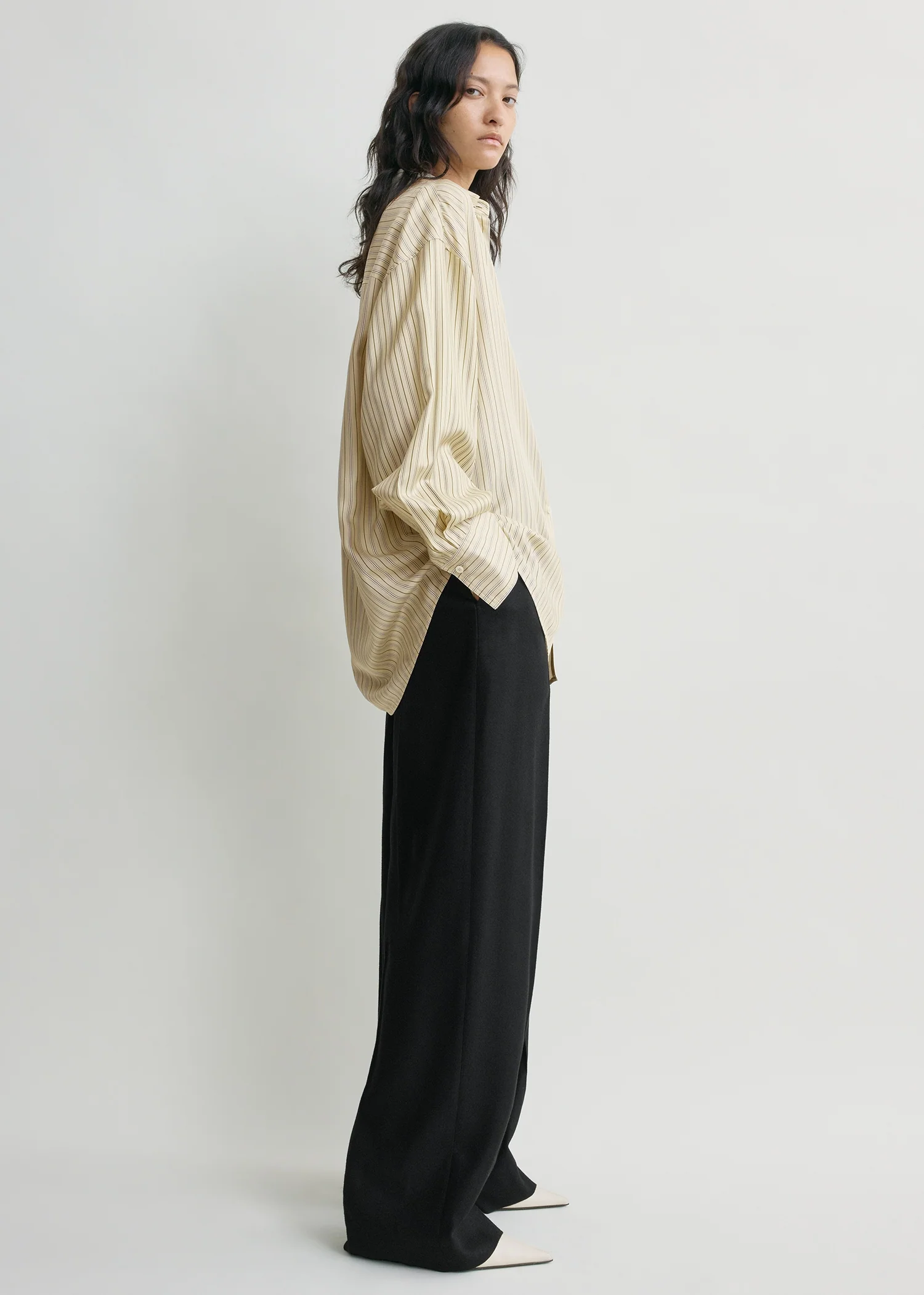 Oversized striped shirt beige/brown petite - Image 2