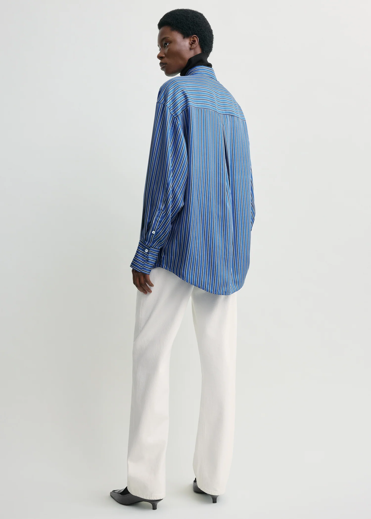 Oversized striped shirt blue/navy petite - Image 3