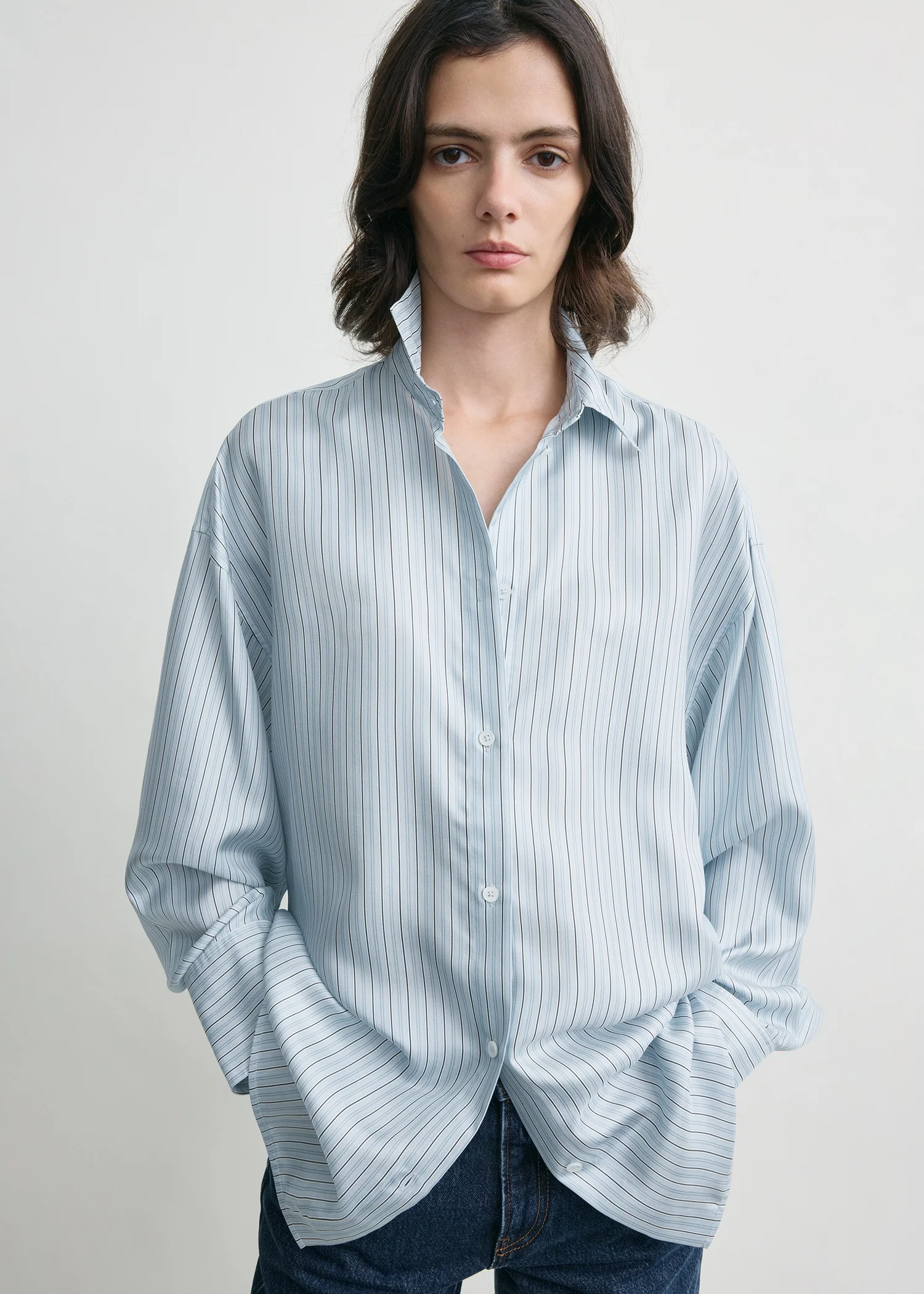 Oversized striped shirt ice/white petite - Image 4