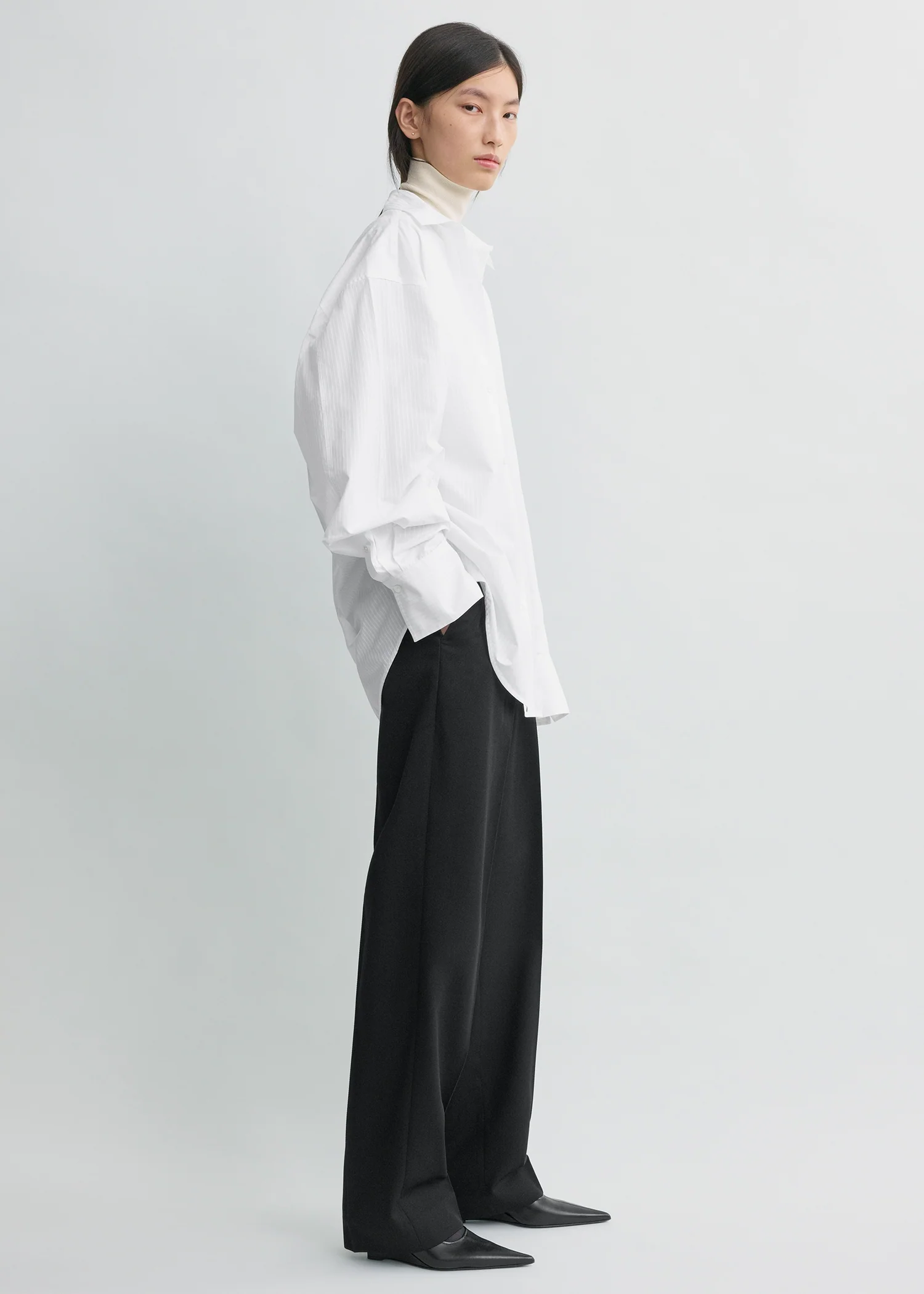 Oversized striped shirt white petite - Image 2